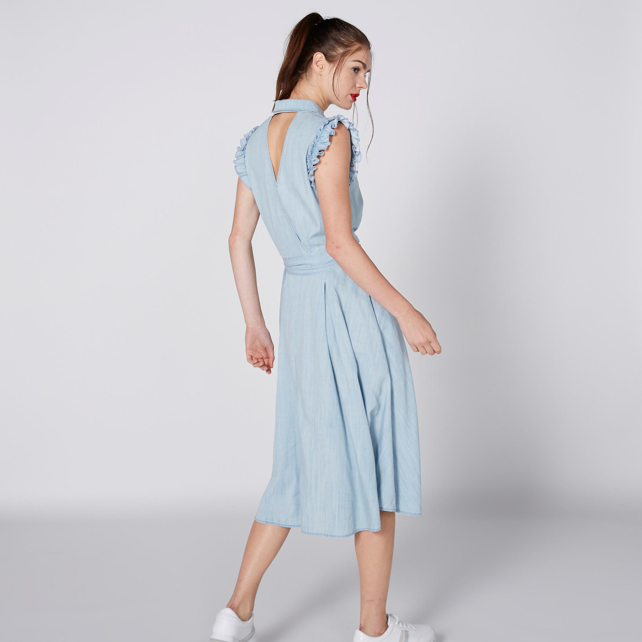 فستان قميص دون أكمام بأزرار من لي كوبر-women-clothing-dresses-image-3