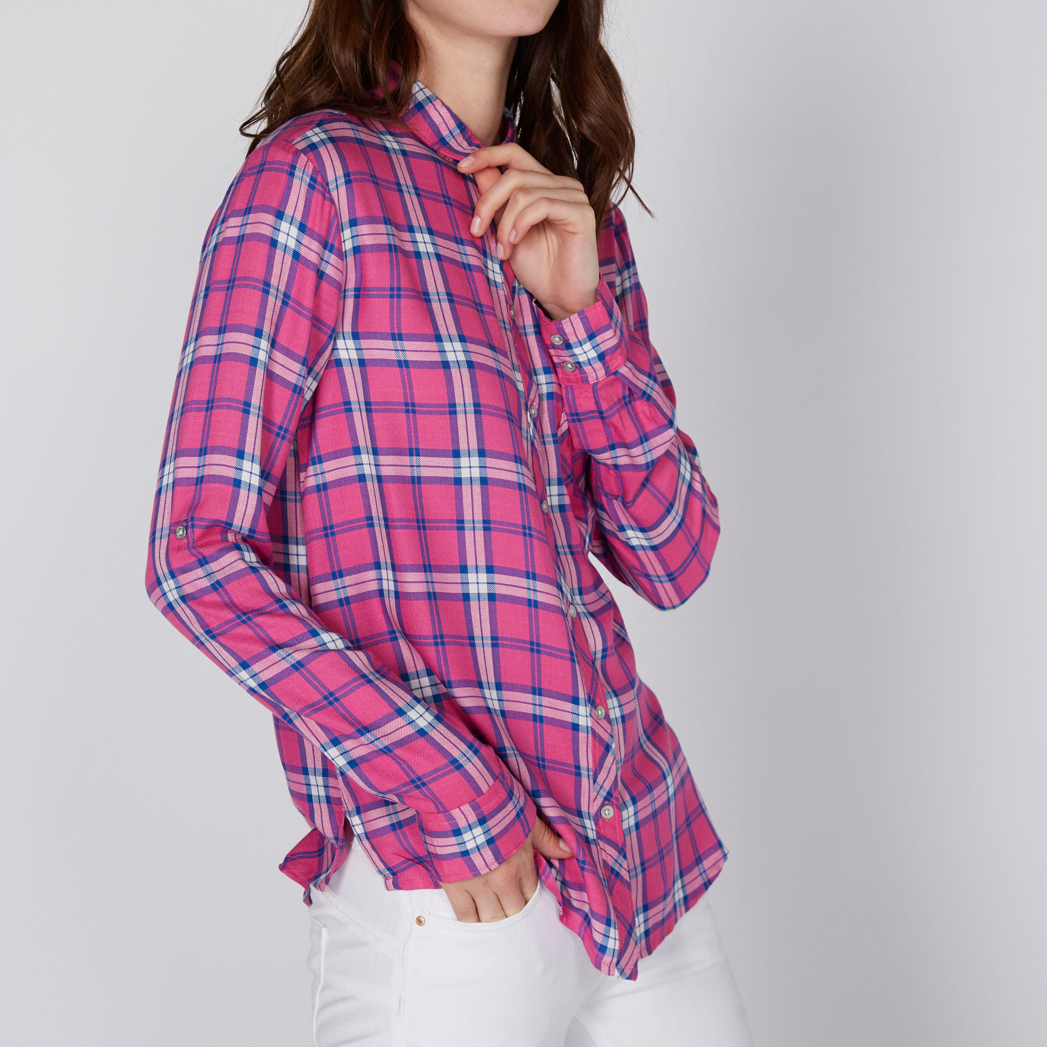 قميص كاروهات بأكمام طويلة ووصلة أزرار كاملة من لي كوبر-women-clothing-shirtsandblouses-shirts-image-2