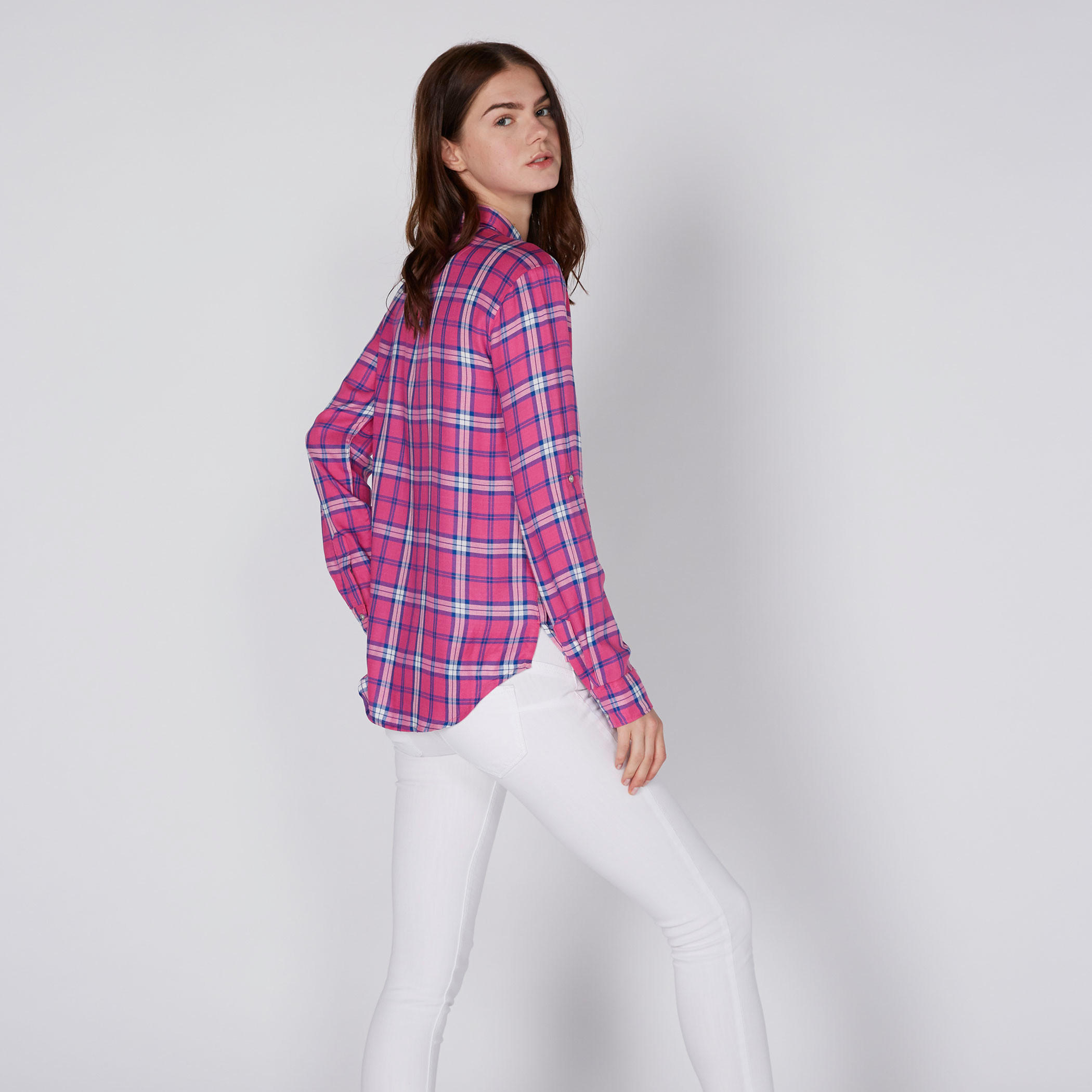 قميص كاروهات بأكمام طويلة ووصلة أزرار كاملة من لي كوبر-women-clothing-shirtsandblouses-shirts-image-3