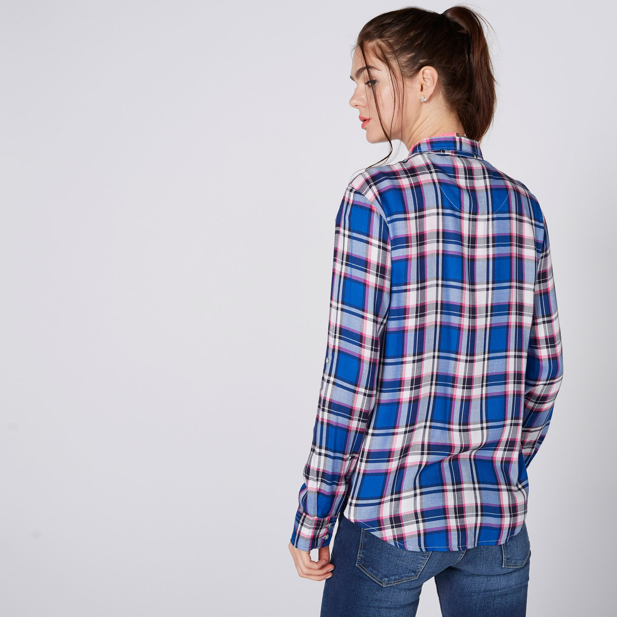 قميص كاروهات بأكمام طويلة ووصلة أزرار كاملة من لي كوبر-women-clothing-shirtsandblouses-shirts-image-3