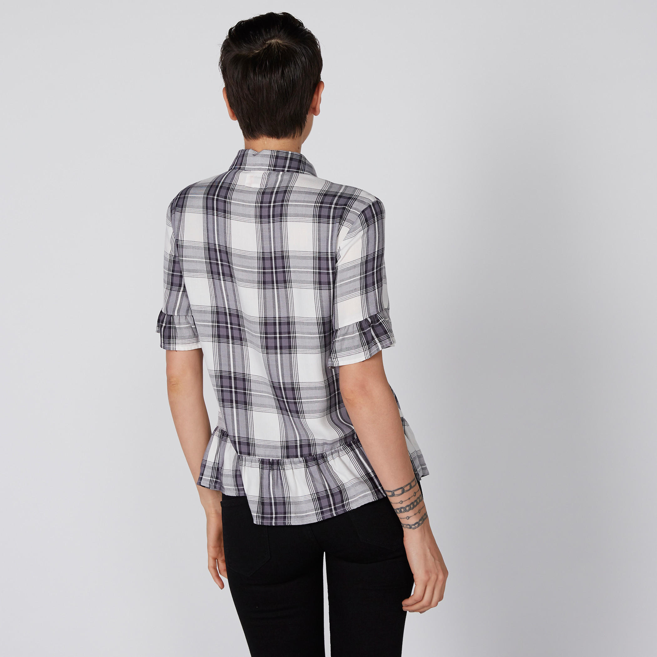 قميص كاروهات بأكمام قصيرة من لي كوبر-women-clothing-shirtsandblouses-shirts-image-3