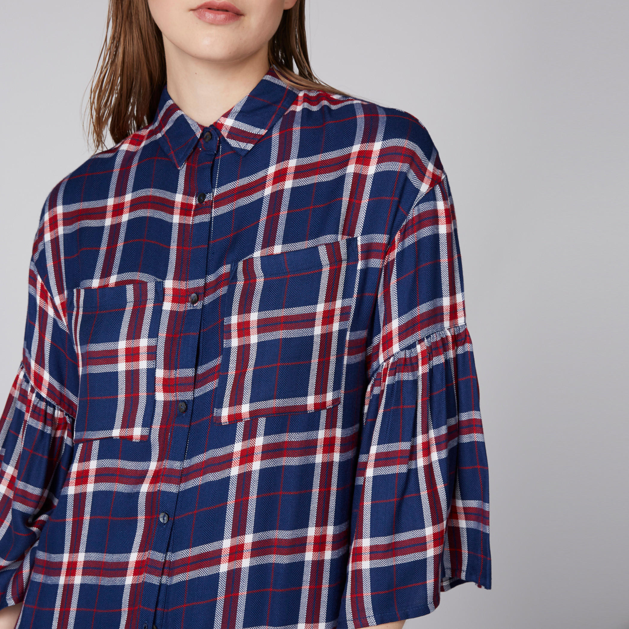 فستان قميص كاروهات بأكمام عريضة من لي كوبر-women-clothing-dresses-image-3
