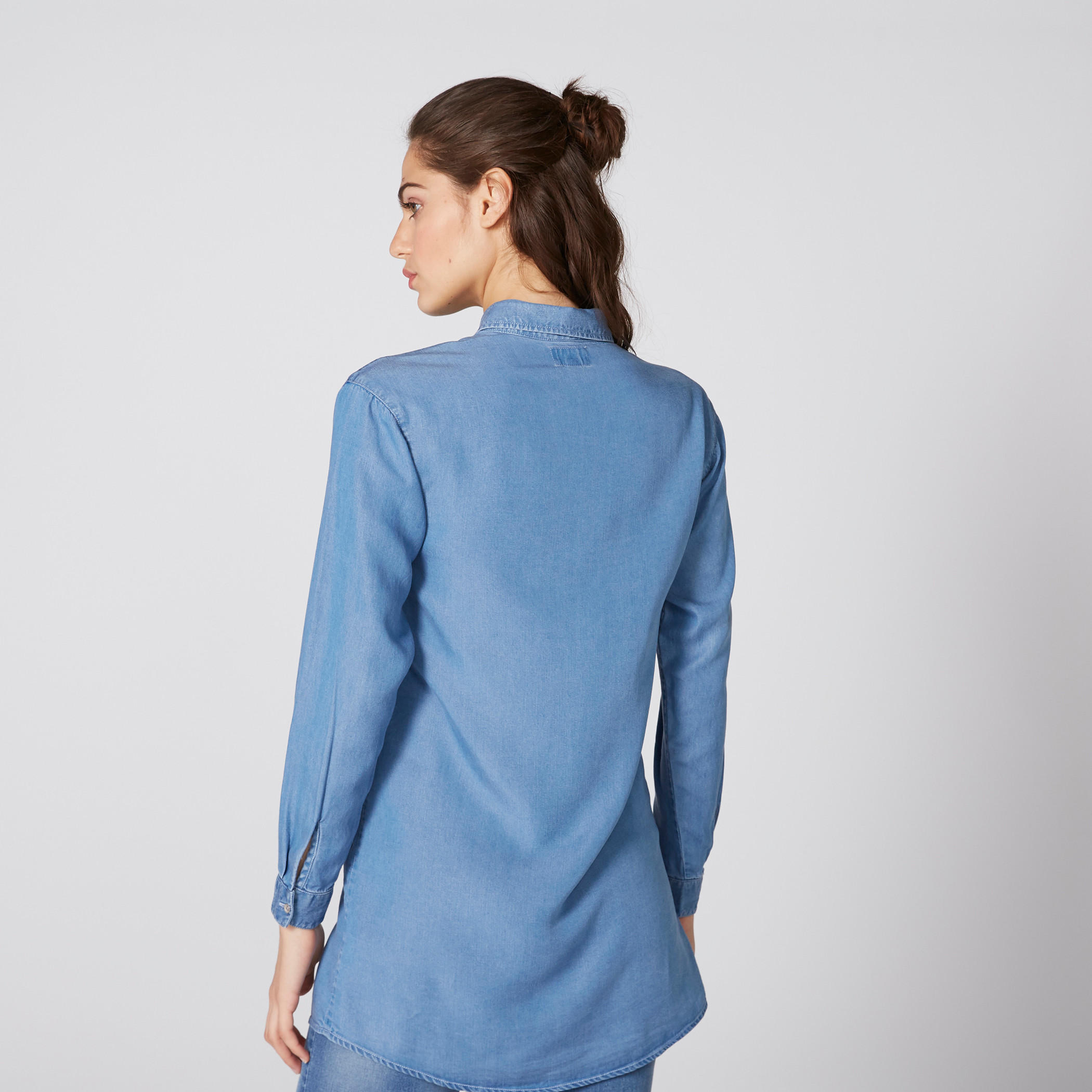 Lee Cooper Embroidered Denim Shirt with Complete Placket-women-clothing-shirtsandblouses-shirts-image-3