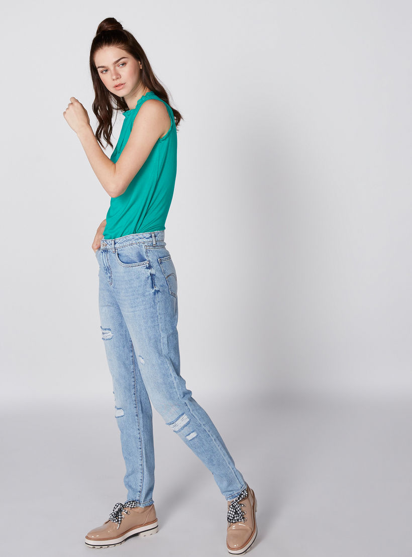بنطال جينز بتصميم ممزّق وزر إغلاق وجيوب من لي كوبر-women-clothing-bottoms-jeans-image-2