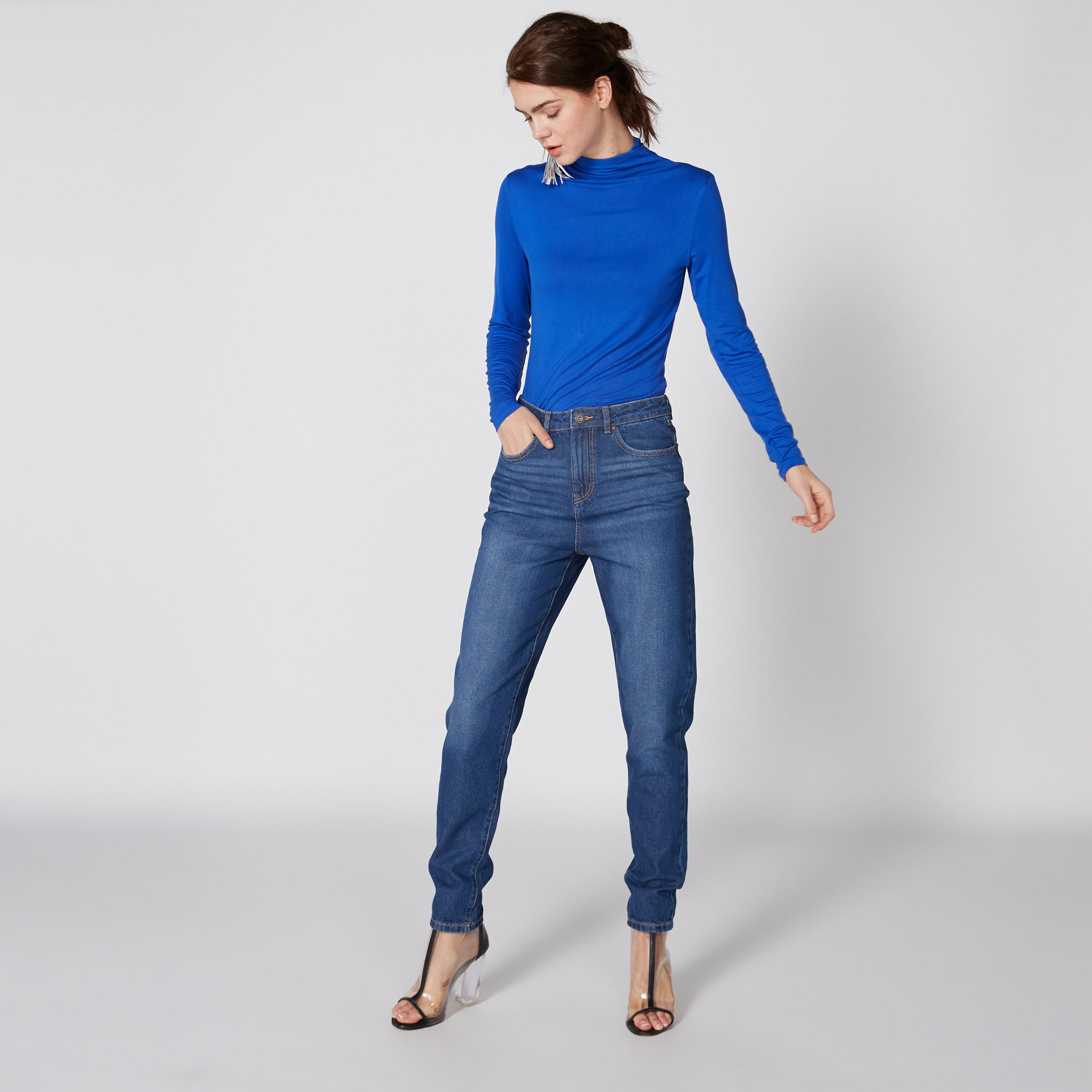 بنطال جينز طويل بجيب وزر إغلاق من لي كوبر-women-clothing-bottoms-jeans-image-1