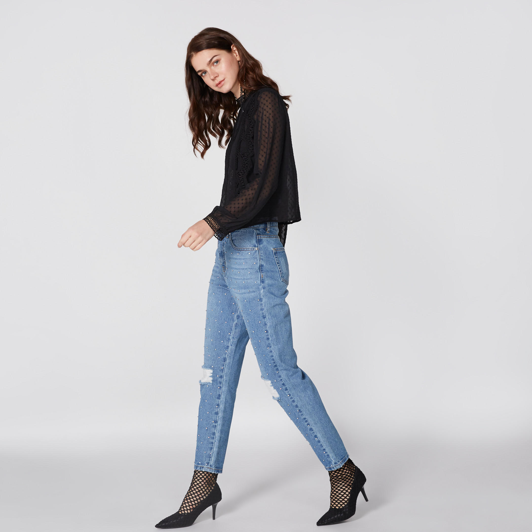 بنطال جينز طويل ومزين بزر إغلاق من لي كوبر-women-clothing-bottoms-jeans-image-2
