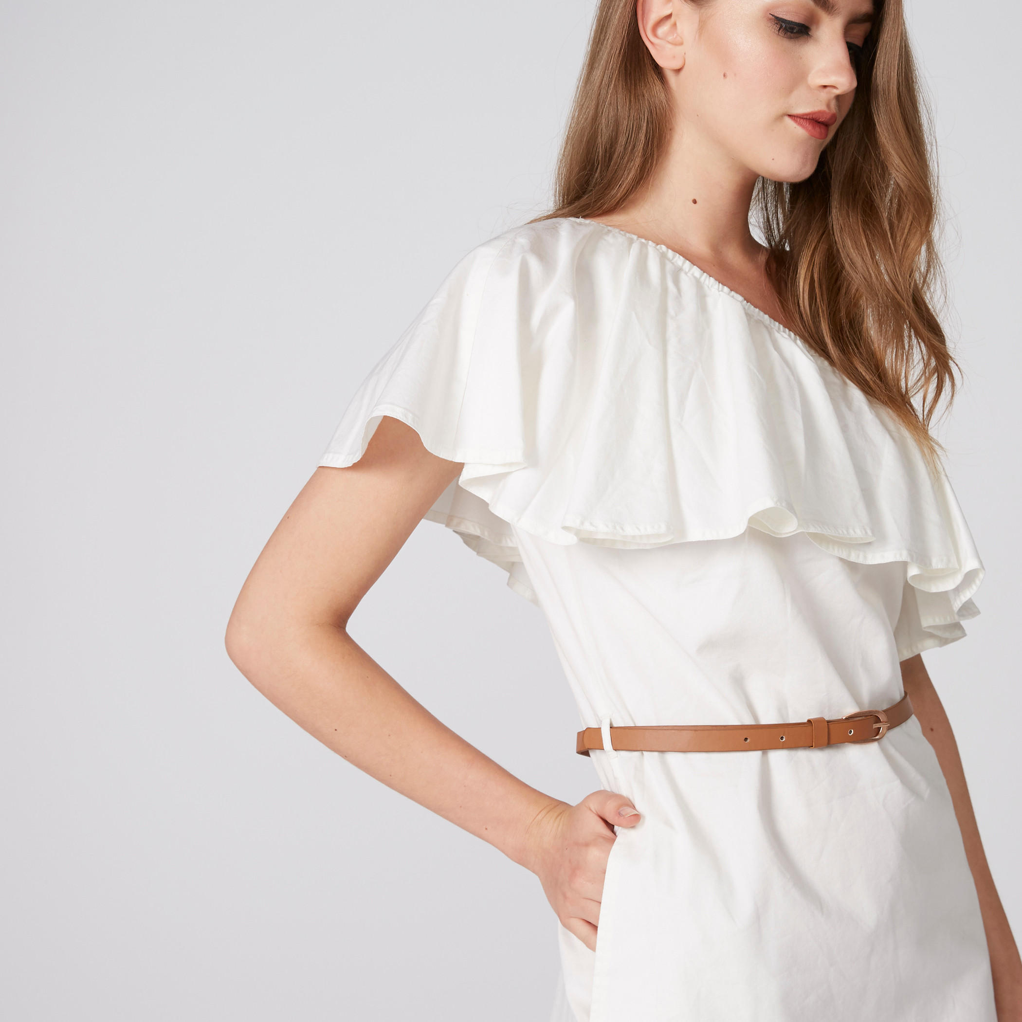Lee Cooper One Shoulder Mini Dress with Belt and Frill Detail-women-clothing-dresses-image-3