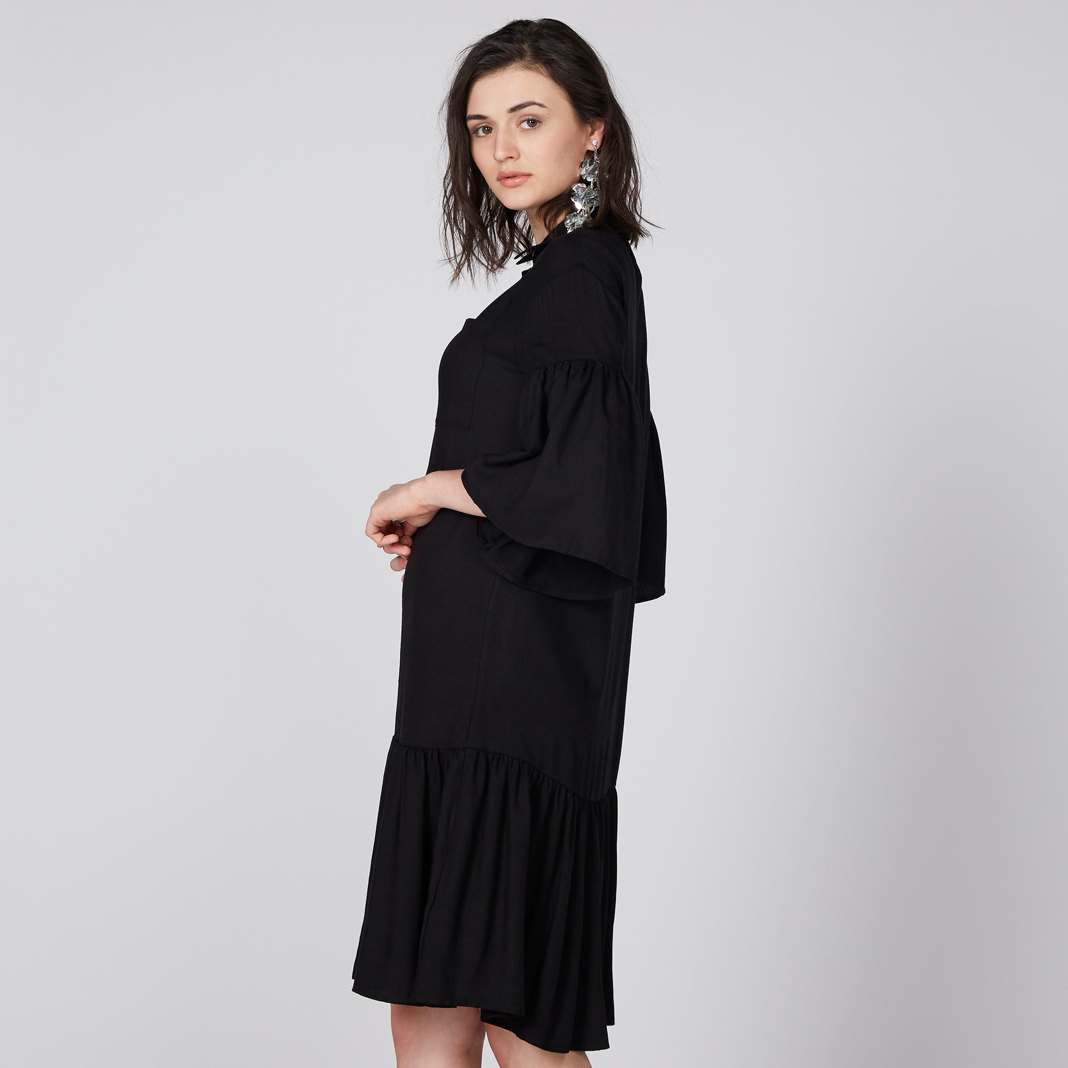 فستان متوسط الطول بأكمام 3/4 من لي كوبر-women-clothing-dresses-image-4
