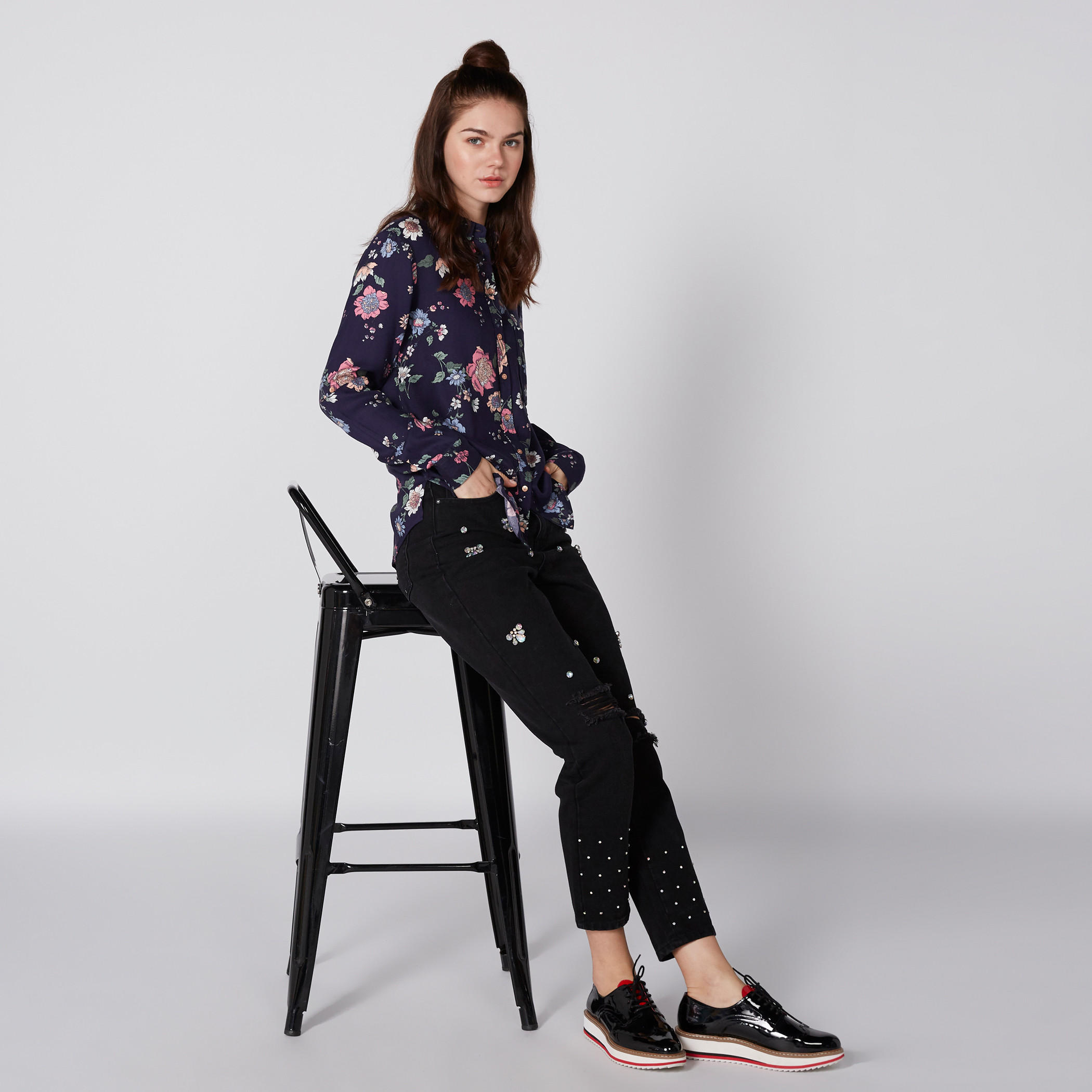 Lee Cooper Printed Shirt with Long Sleeves-women-clothing-shirtsandblouses-shirts-image-1