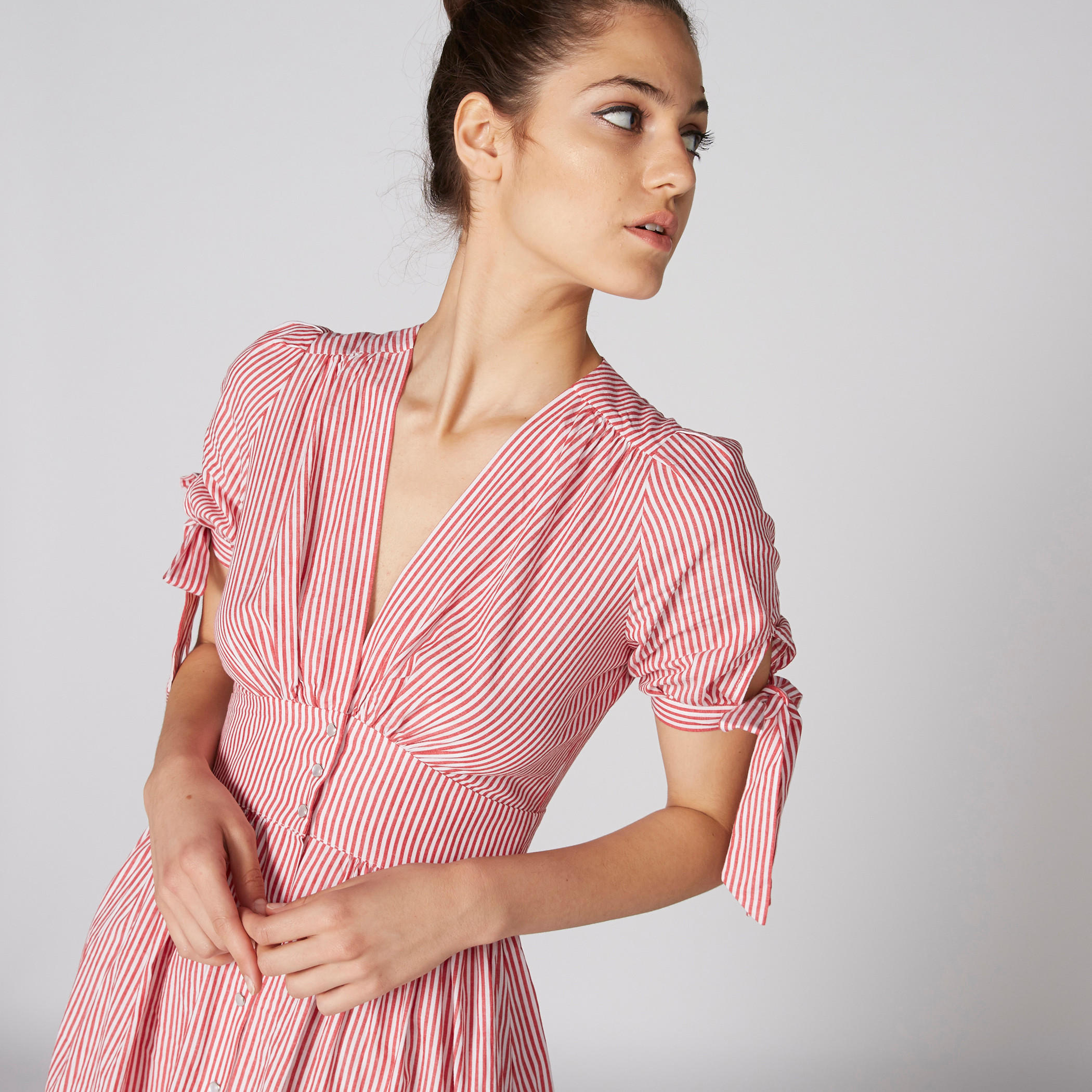 Lee Cooper Striped A-Line Dress with Tie Up Short Sleeves-women-clothing-dresses-image-4