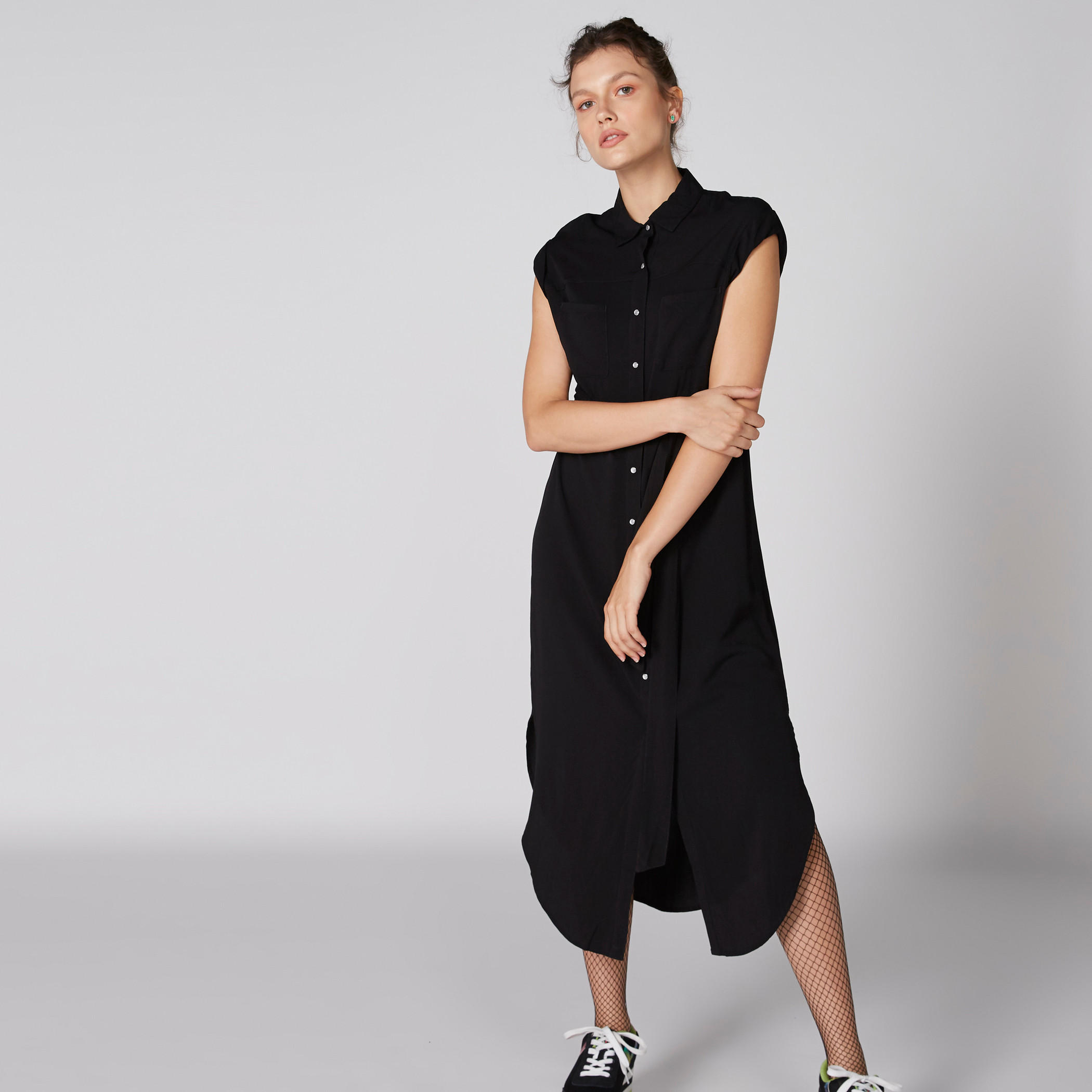 فستان قميص متوسط الطول بحزام رباط-women-clothing-dresses-image-3