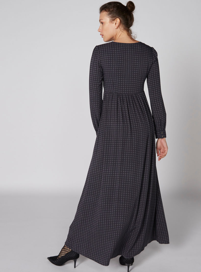 فستان ماكسي بياقة V وأكمام طويلة من لي كوبر-women-clothing-dresses-image-2