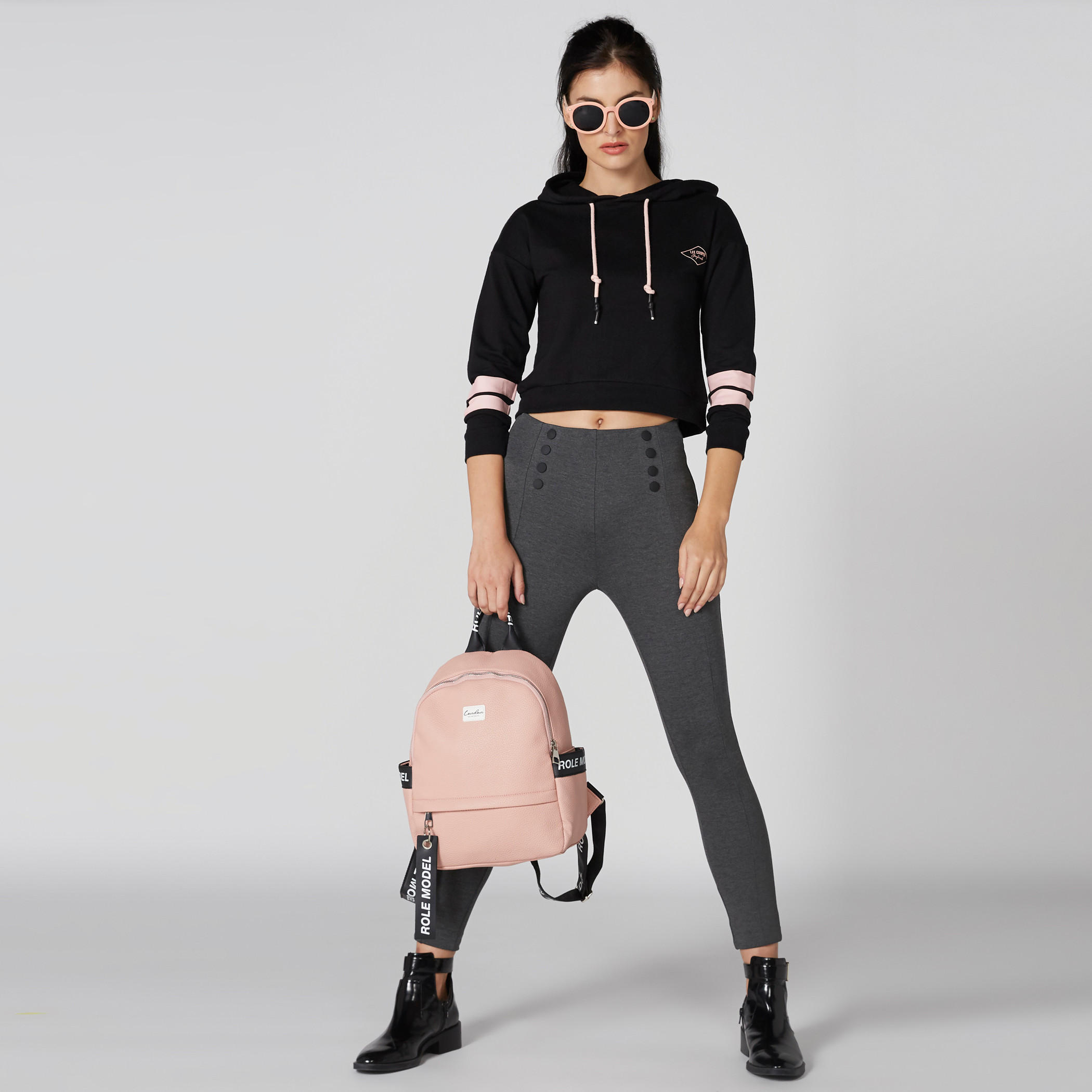 Printed Sweatshirt with Long Sleeves and Hood-women-winterwear-hoodiesandsweatshirts-hoodies-image-1