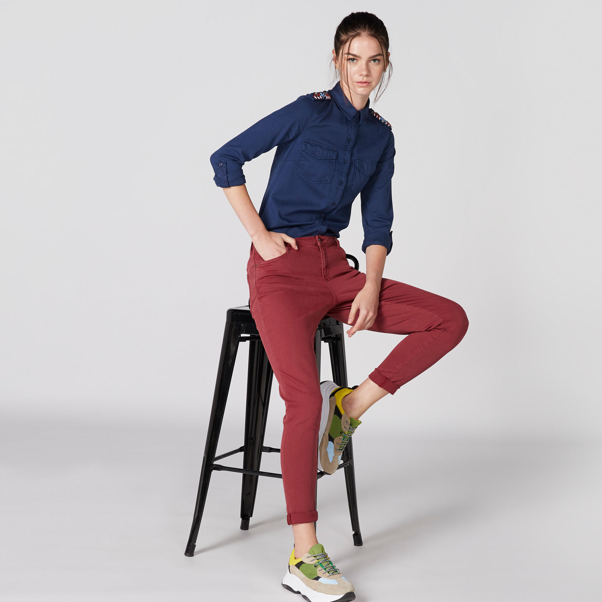 Embellished Shirt with Long Sleeves and Complete Placket-women-clothing-shirtsandblouses-shirts-image-1