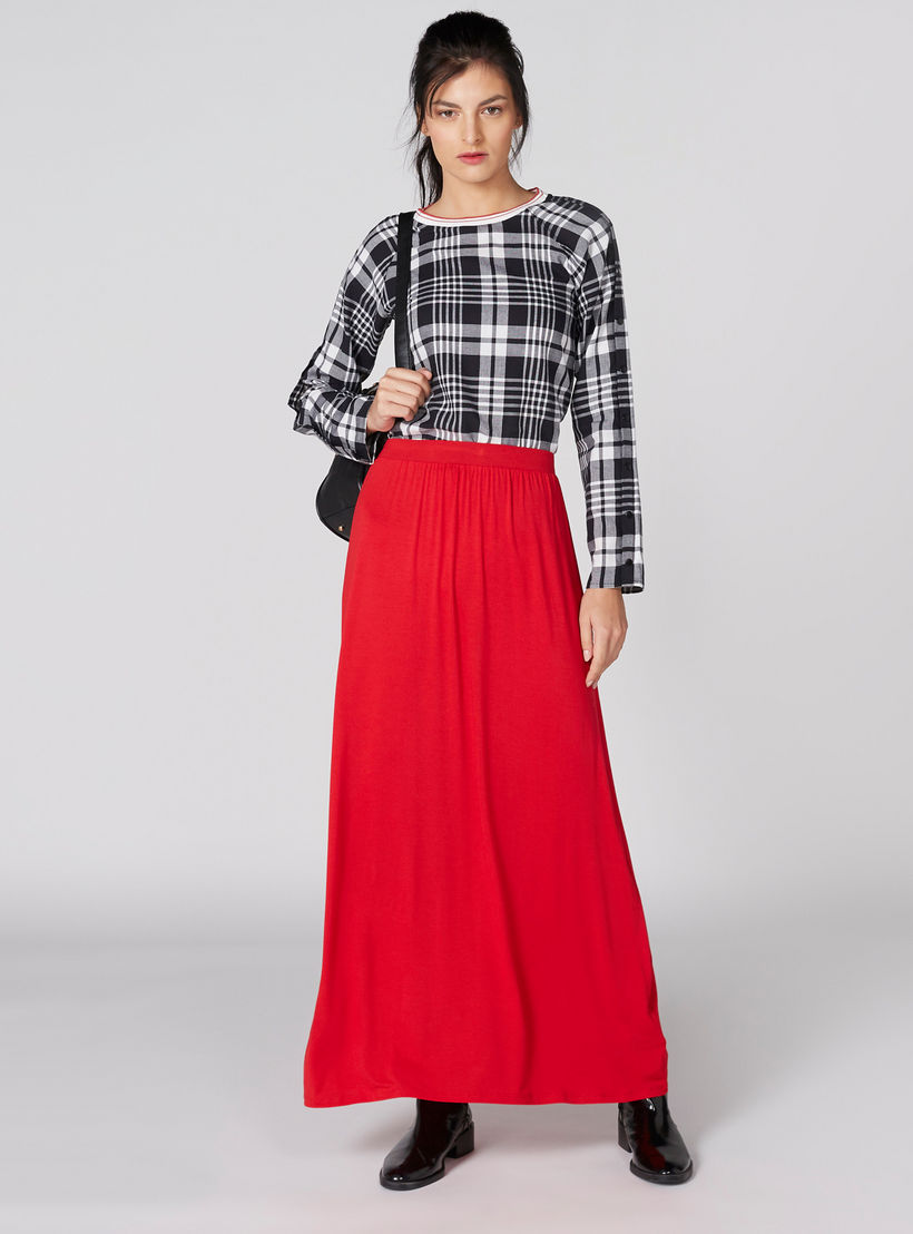 تيشيرت كاروهات بياقة مستديرة وأكمام طويلة-women-clothing-shirtsandblouses-shirts-image-4