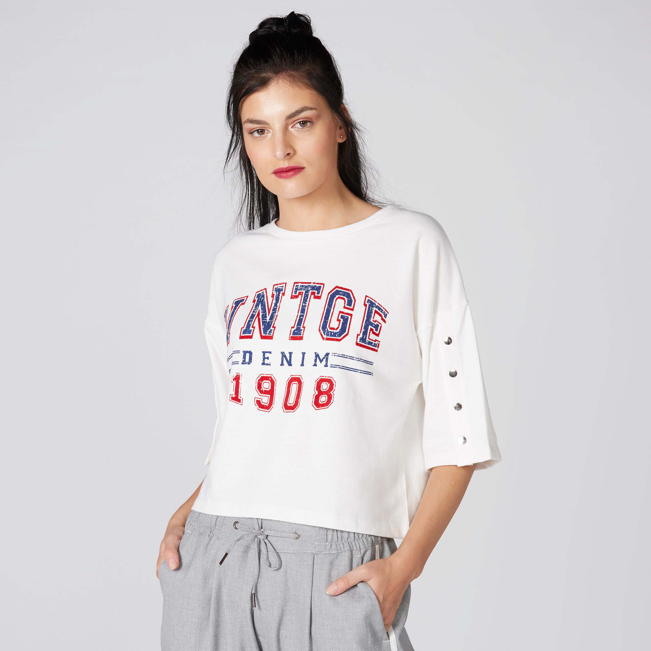 Printed Crop Top with Round Neck and Drop Sleeves-women-clothing-tshirts-image-1