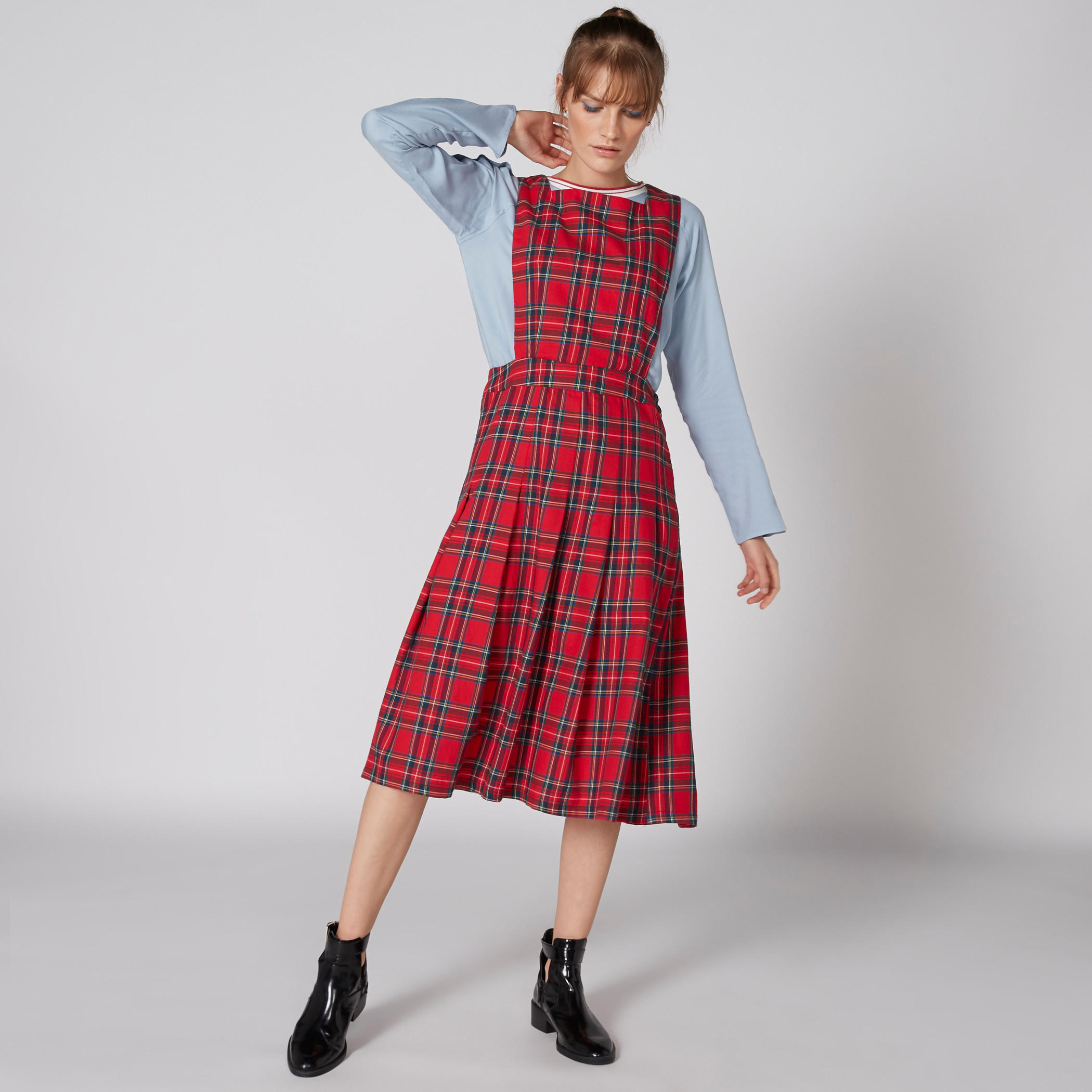 Lee Cooper Chequered Midi Dress with Square Neck-women-clothing-dresses-image-1