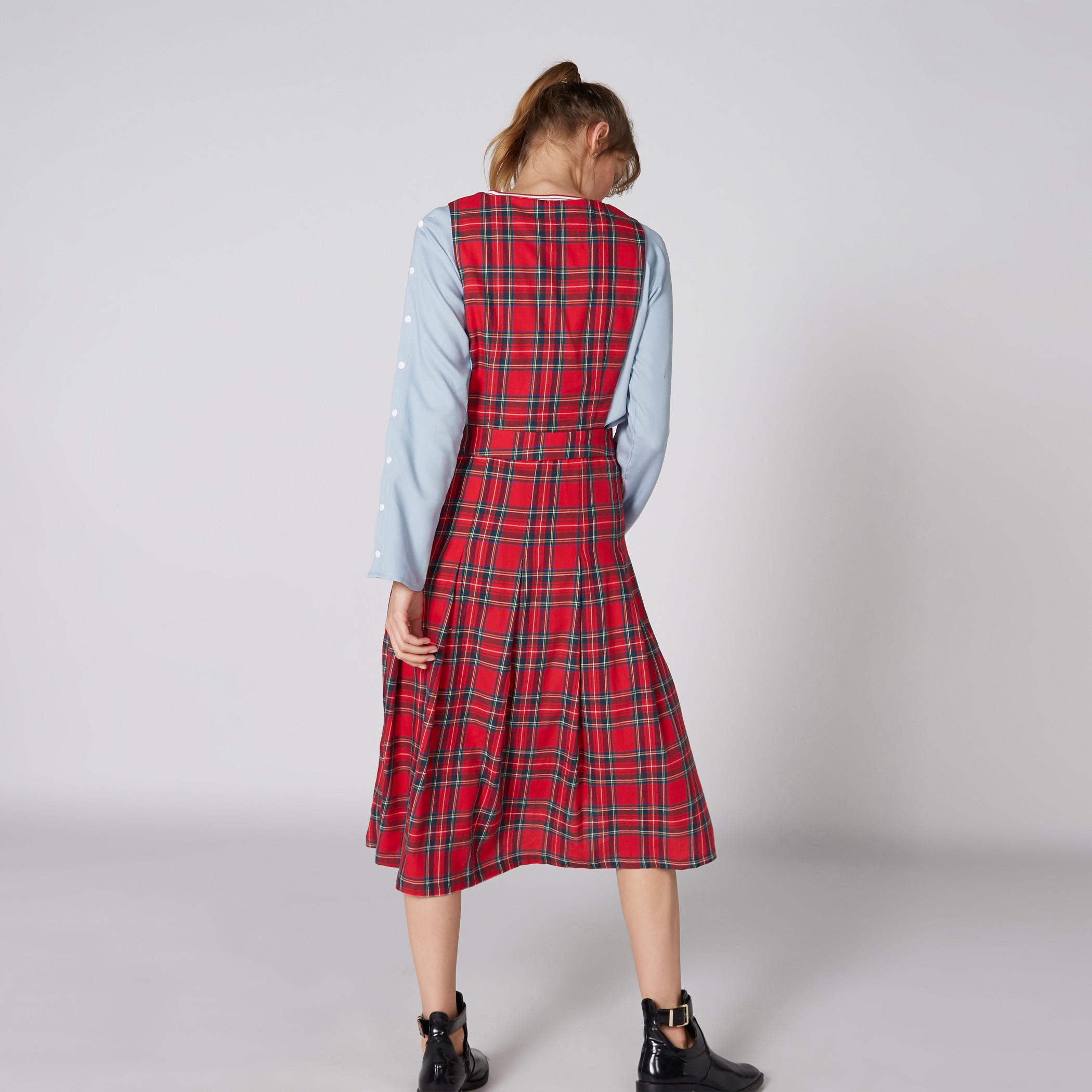 Lee Cooper Chequered Midi Dress with Square Neck-women-clothing-dresses-image-2