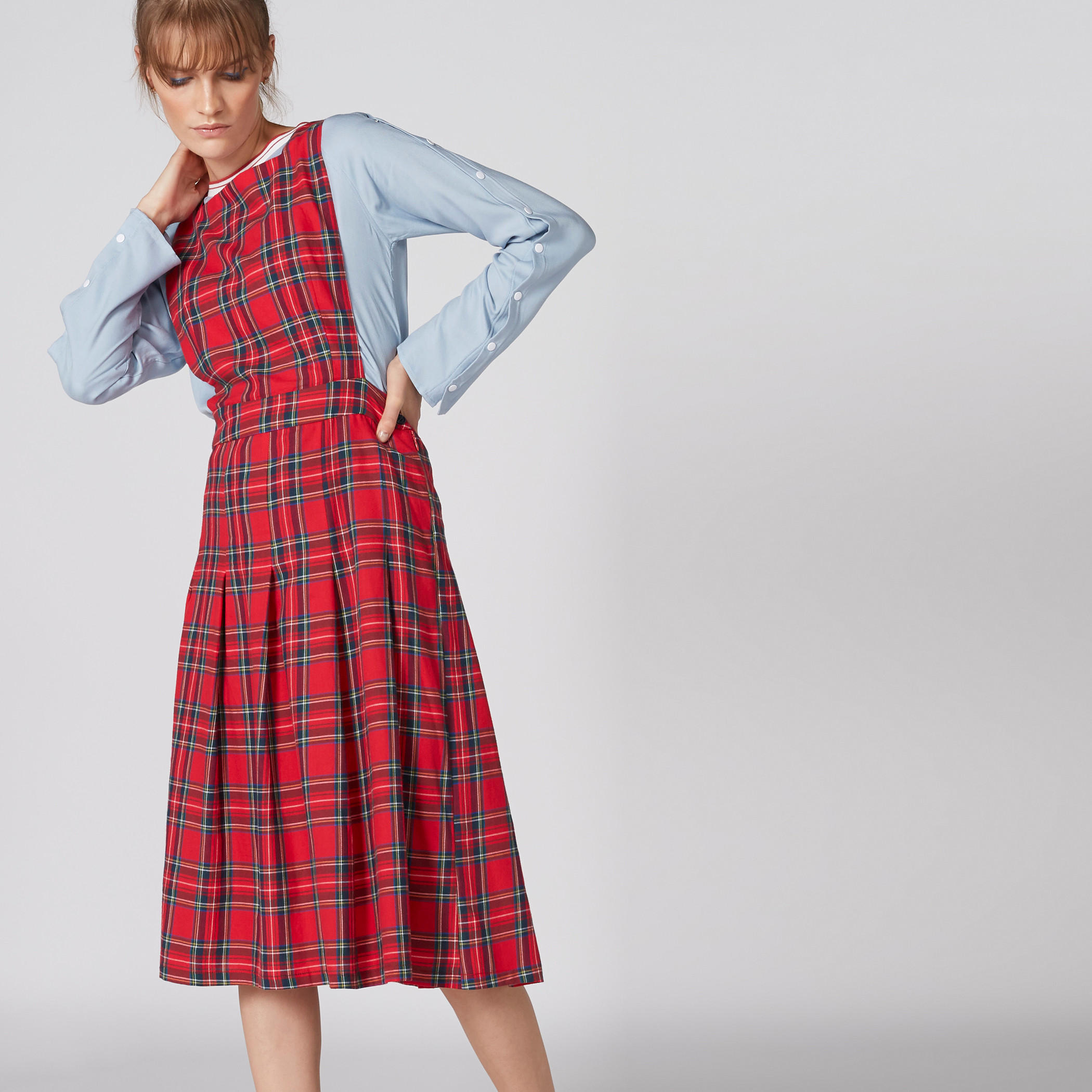 Lee Cooper Chequered Midi Dress with Square Neck-women-clothing-dresses-image-3