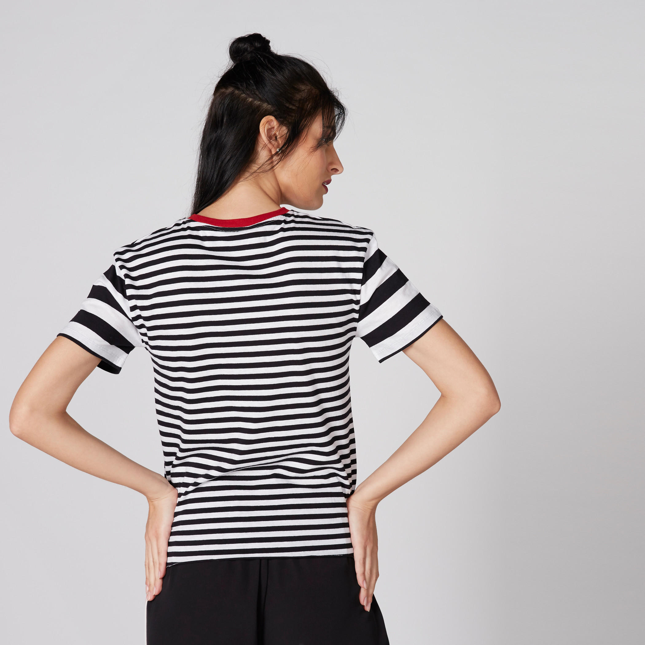 Striped T-Shirt with Round Neck and Short Sleeves-women-clothing-tshirts-image-2