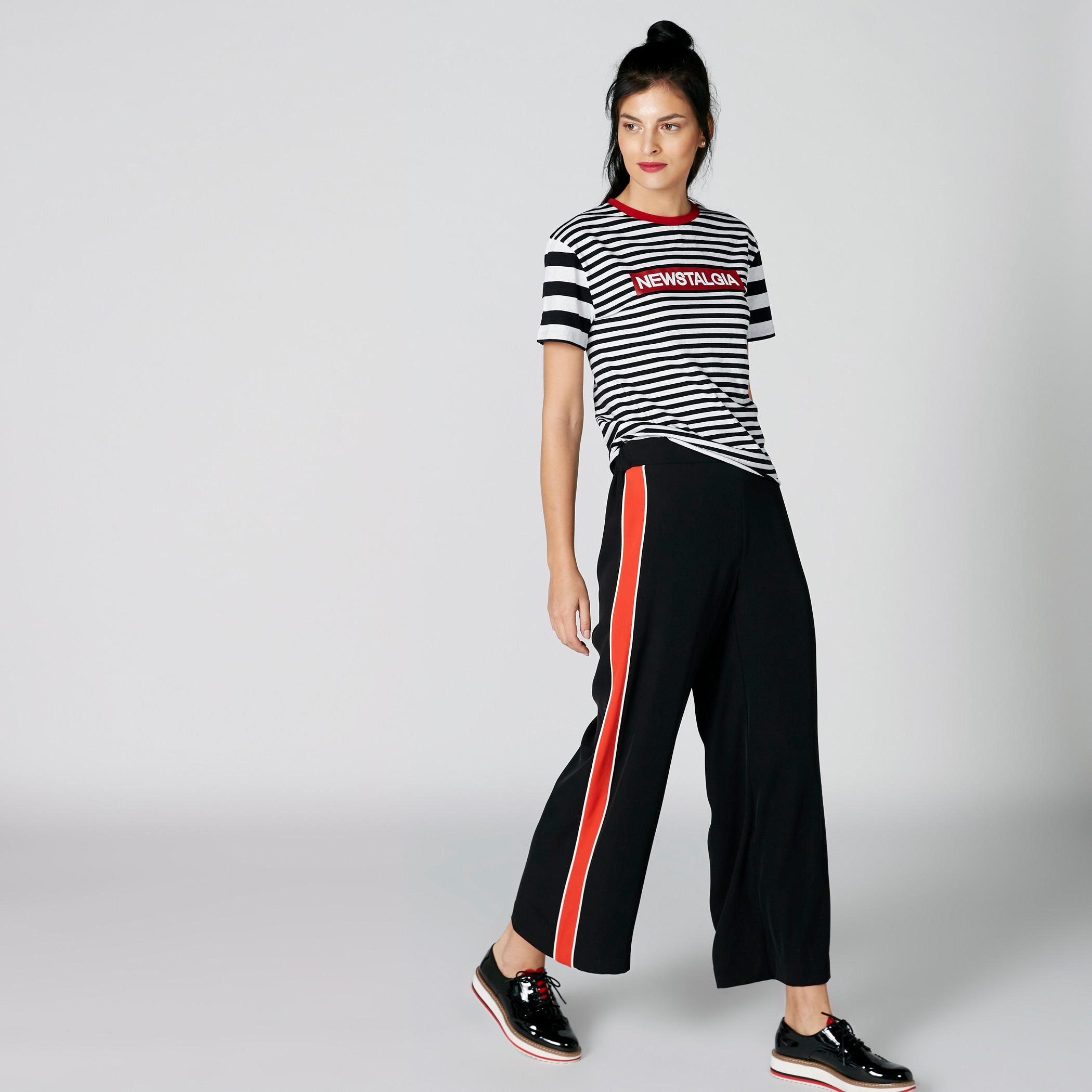 Striped T-Shirt with Round Neck and Short Sleeves-women-clothing-tshirts-image-3