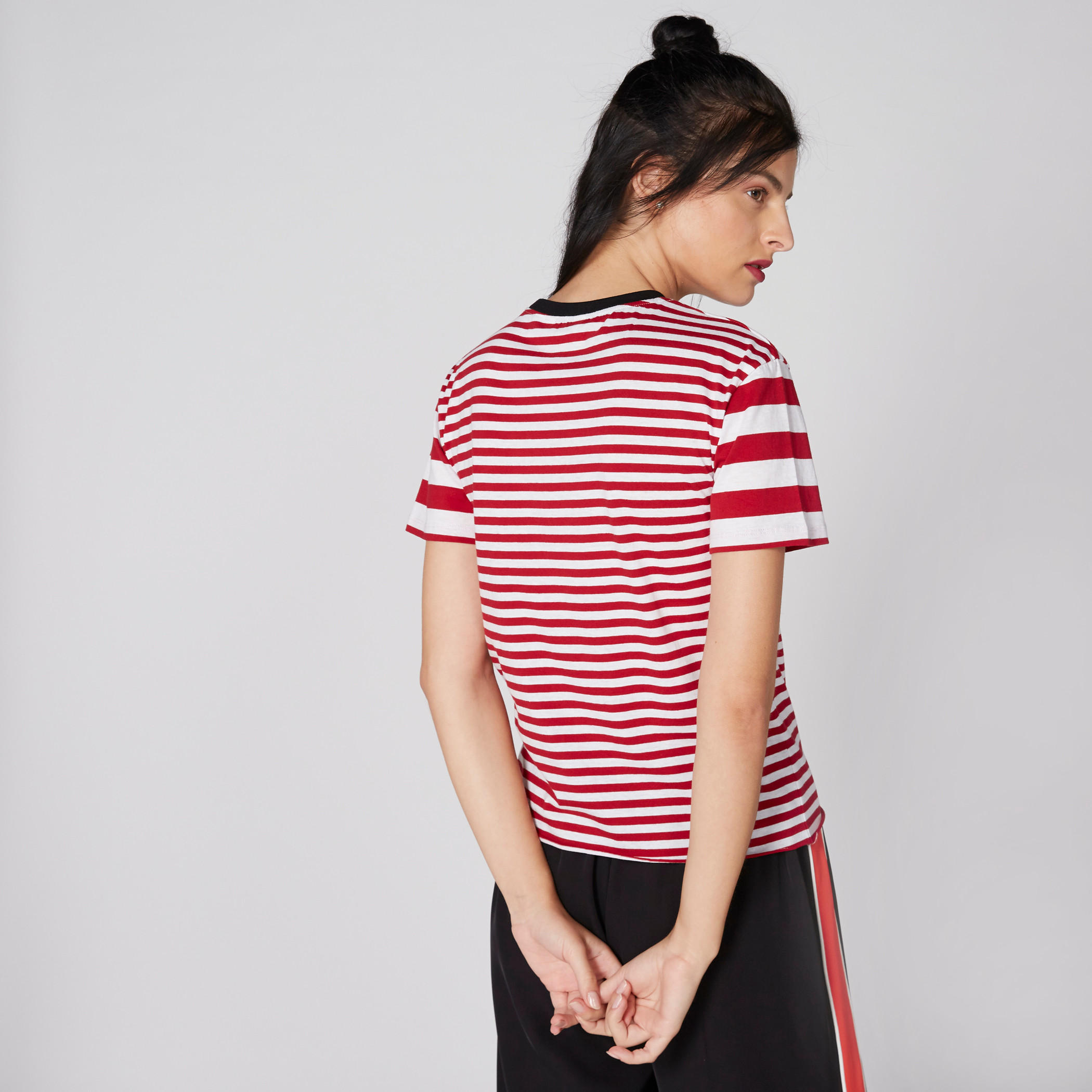 Striped T-Shirt with Round Neck and Short Sleeves-women-clothing-tshirts-image-2