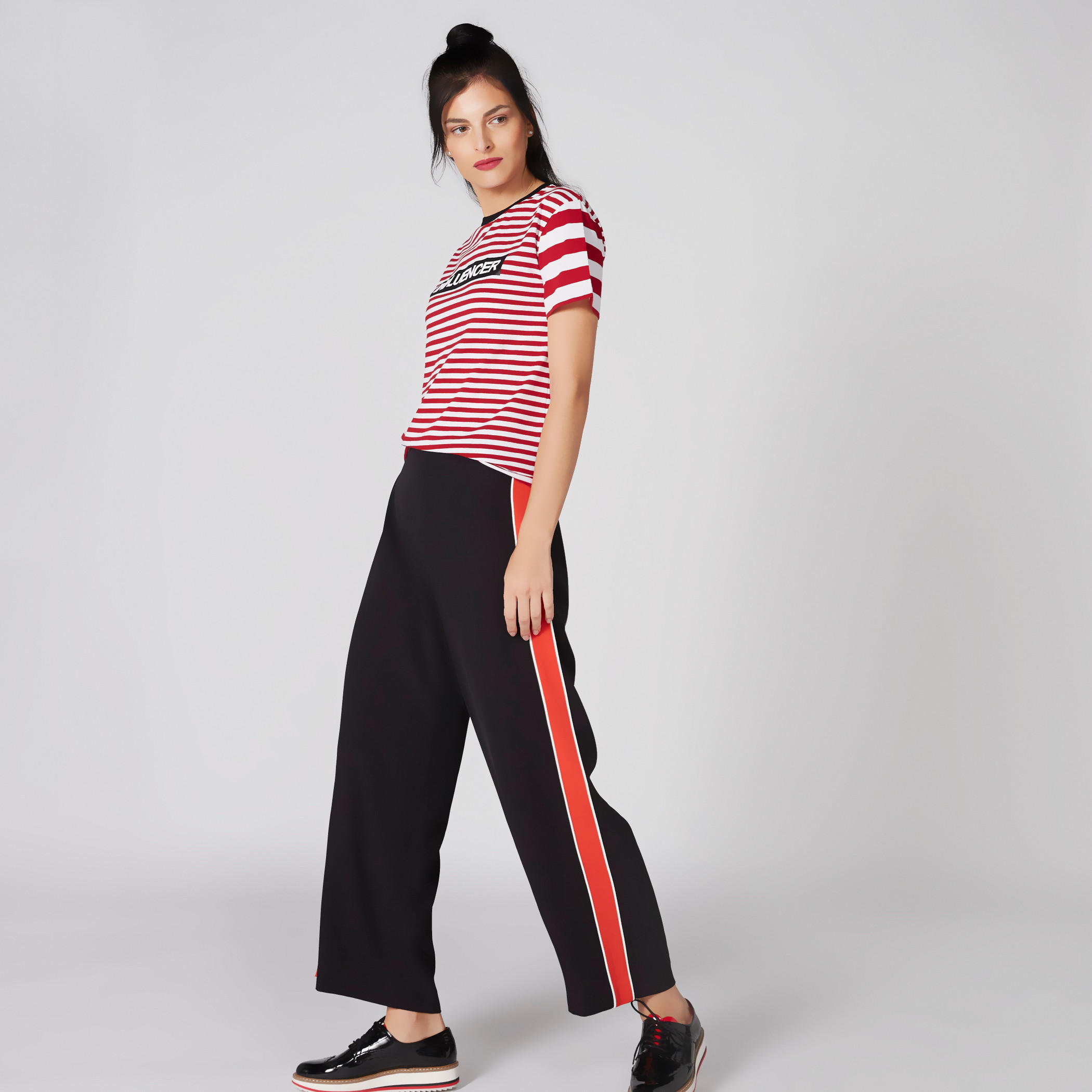 Striped T-Shirt with Round Neck and Short Sleeves-women-clothing-tshirts-image-3