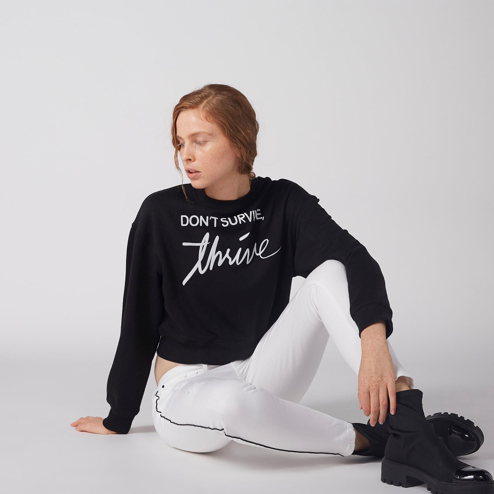 Printed Crop Sweatshirt with Round Neck and Long Sleeves-women-winterwear-hoodiesandsweatshirts-sweatshirts-image-2