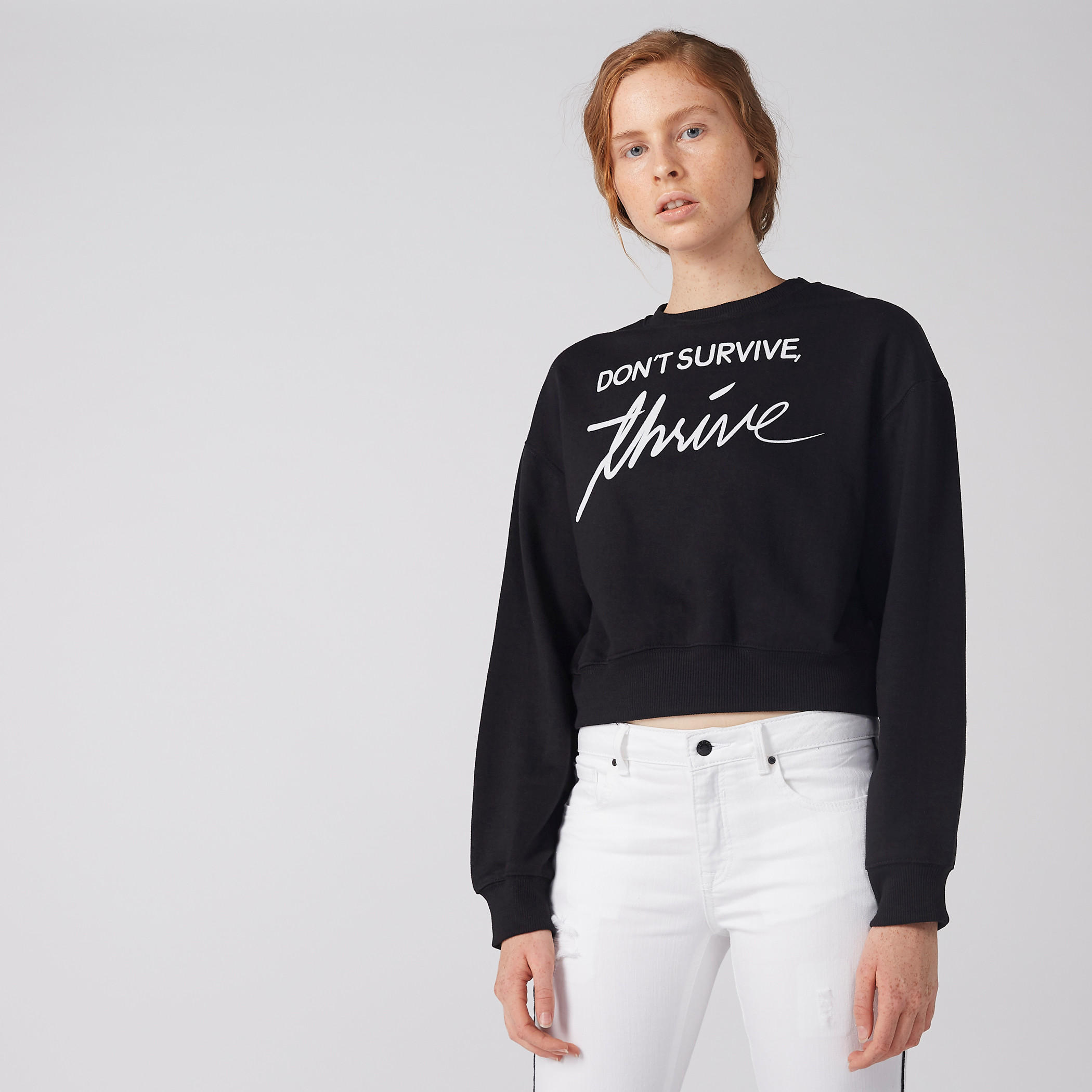 Printed Crop Sweatshirt with Round Neck and Long Sleeves-women-winterwear-hoodiesandsweatshirts-sweatshirts-image-4