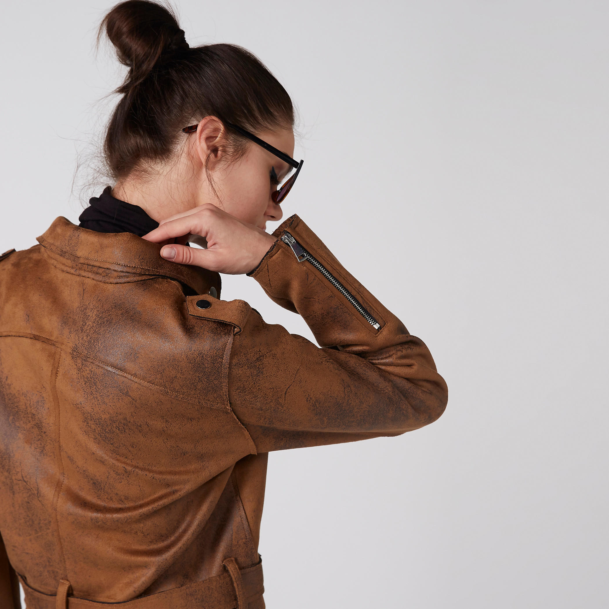 Textured Biker Jacket with Zip Closure and Long Sleeves-women-winterwear-coatsandjackets-jackets-image-4