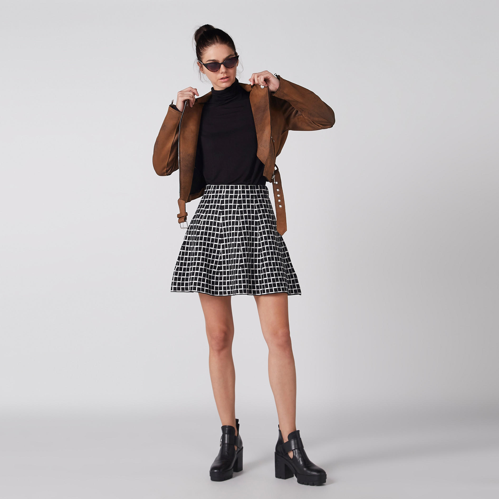 Textured Biker Jacket with Zip Closure and Long Sleeves-women-winterwear-coatsandjackets-jackets-image-5