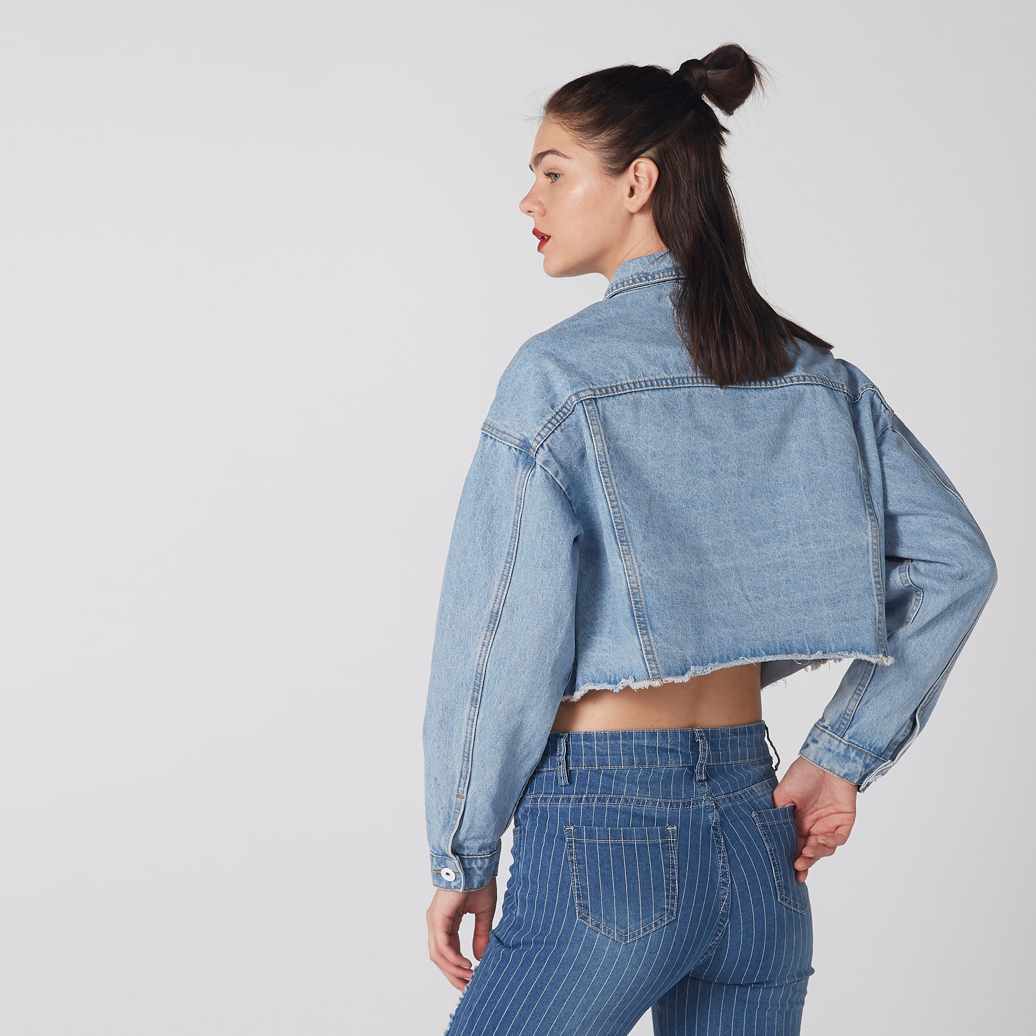 Embroidered Denim Shirt with Long Sleeves and Complete Placket-women-winterwear-coatsandjackets-jackets-image-4