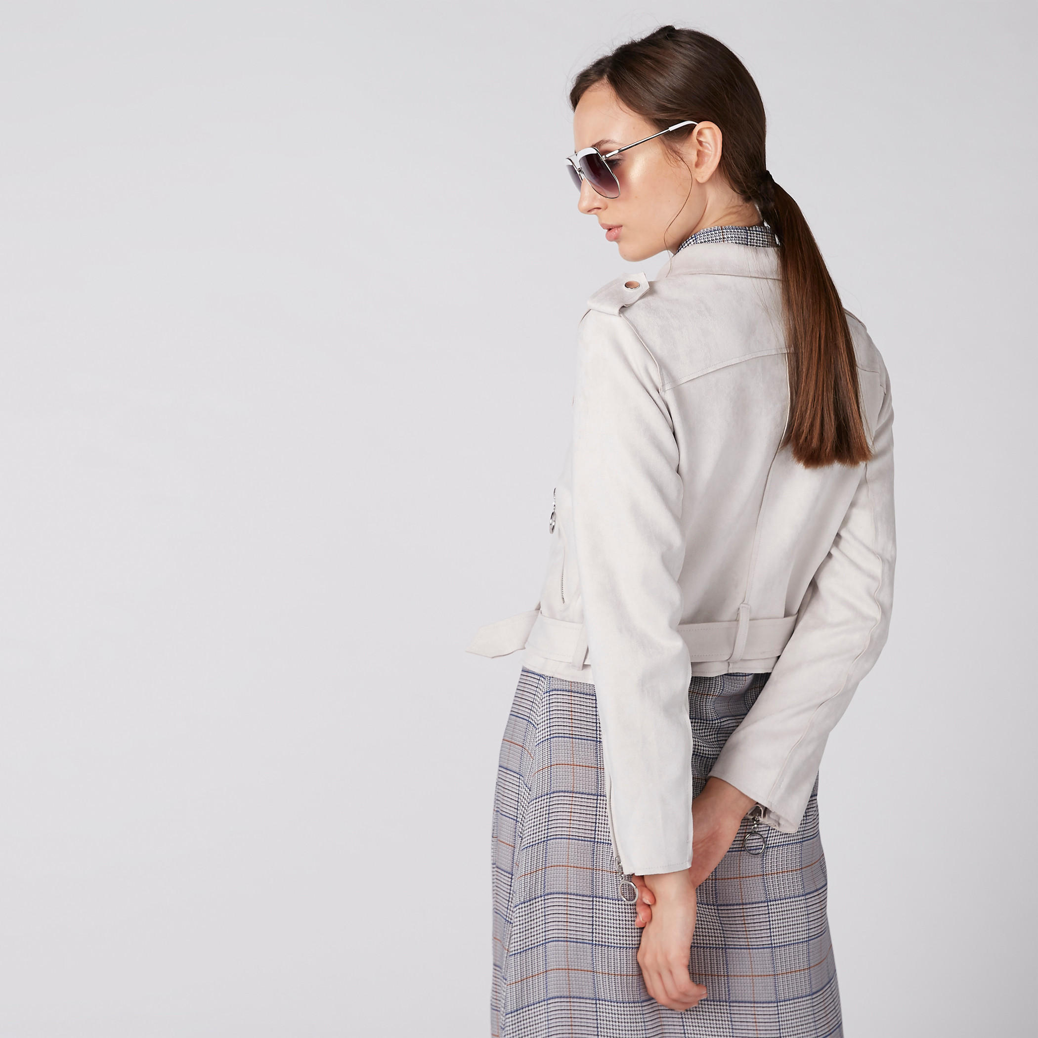 جاكيت بايكر بأكمام طويلة وسحّاب إغلاق وحزام من لي كوبر-women-winterwear-coatsandjackets-jackets-image-4