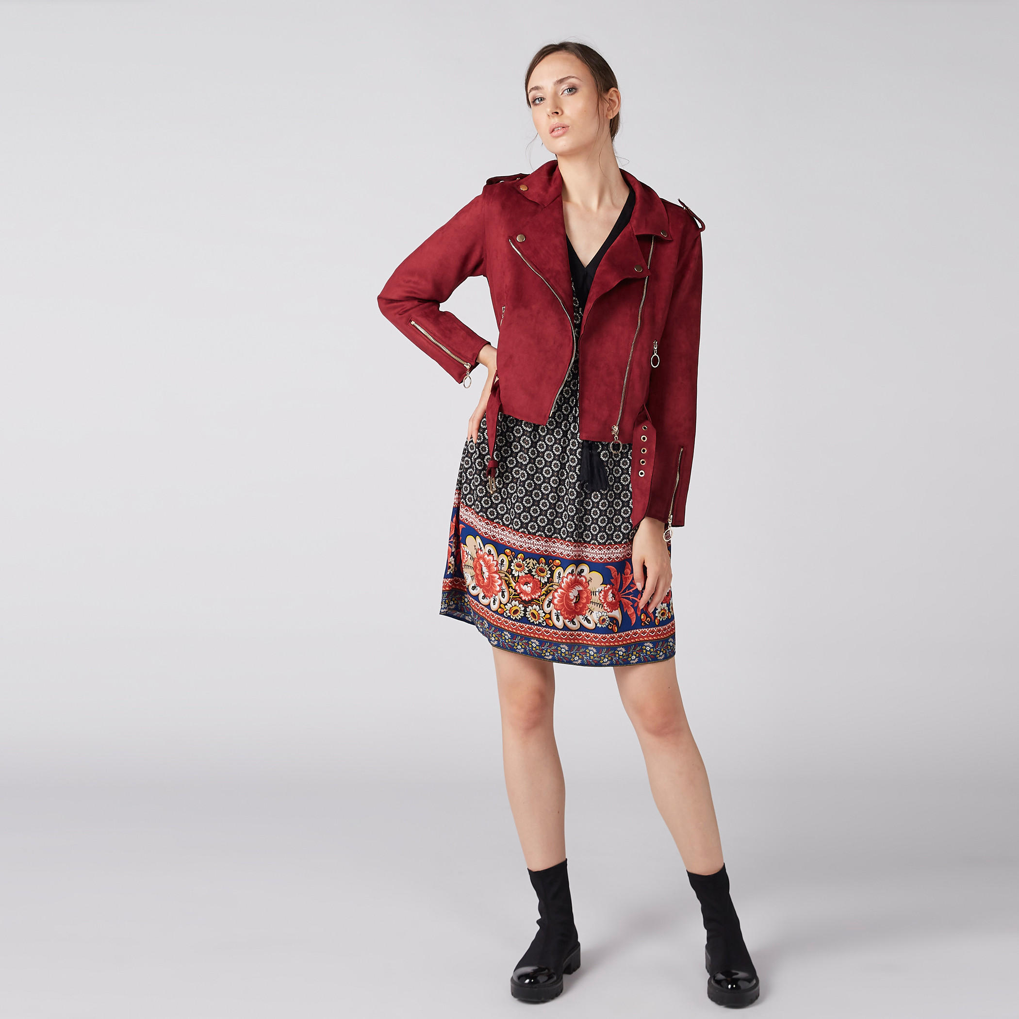 Lee Cooper Long Sleeves Jacket with Zip Closure-women-winterwear-coatsandjackets-jackets-image-2