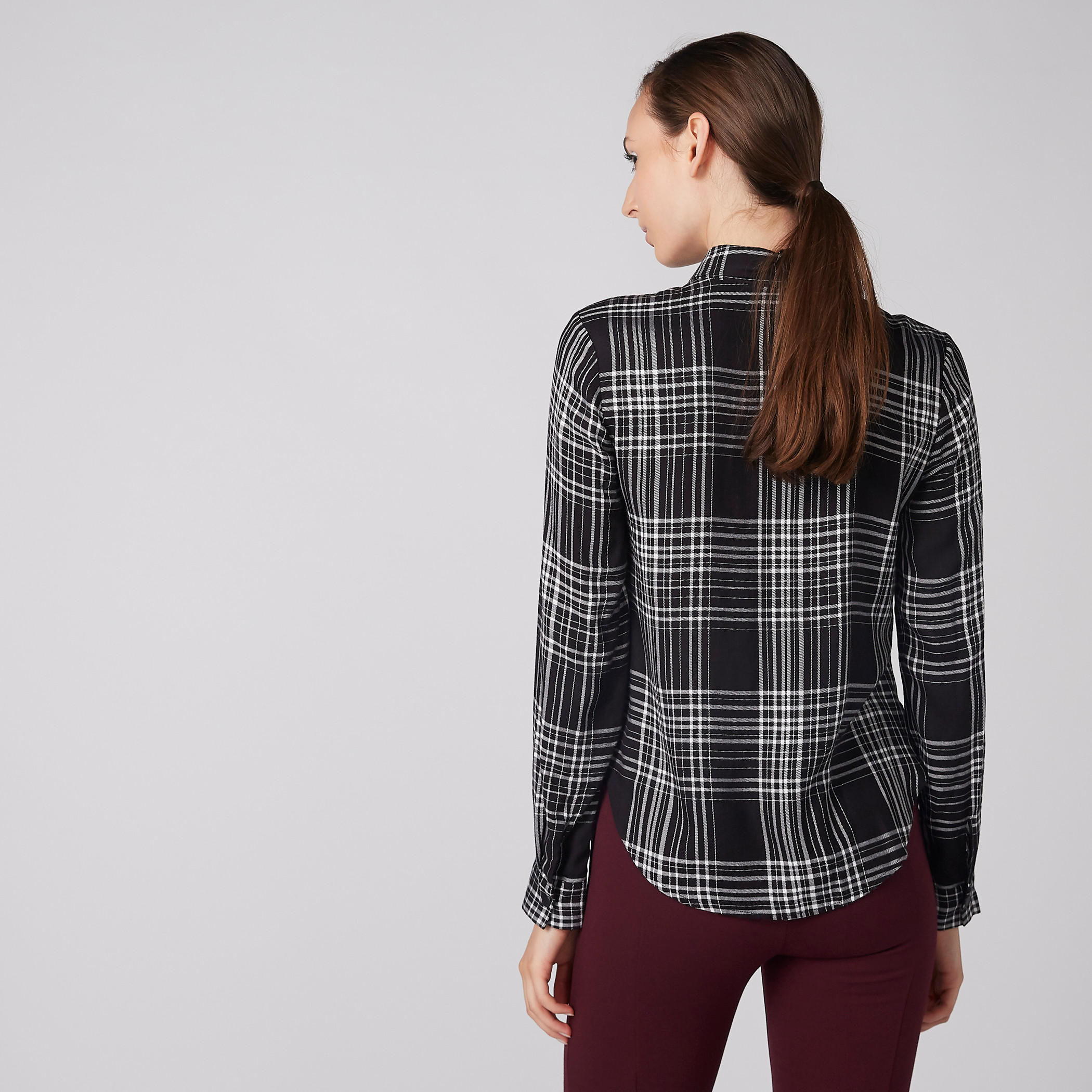 Chequered Shirt with Long Sleeves and Complete Placket-women-clothing-shirtsandblouses-shirts-image-2
