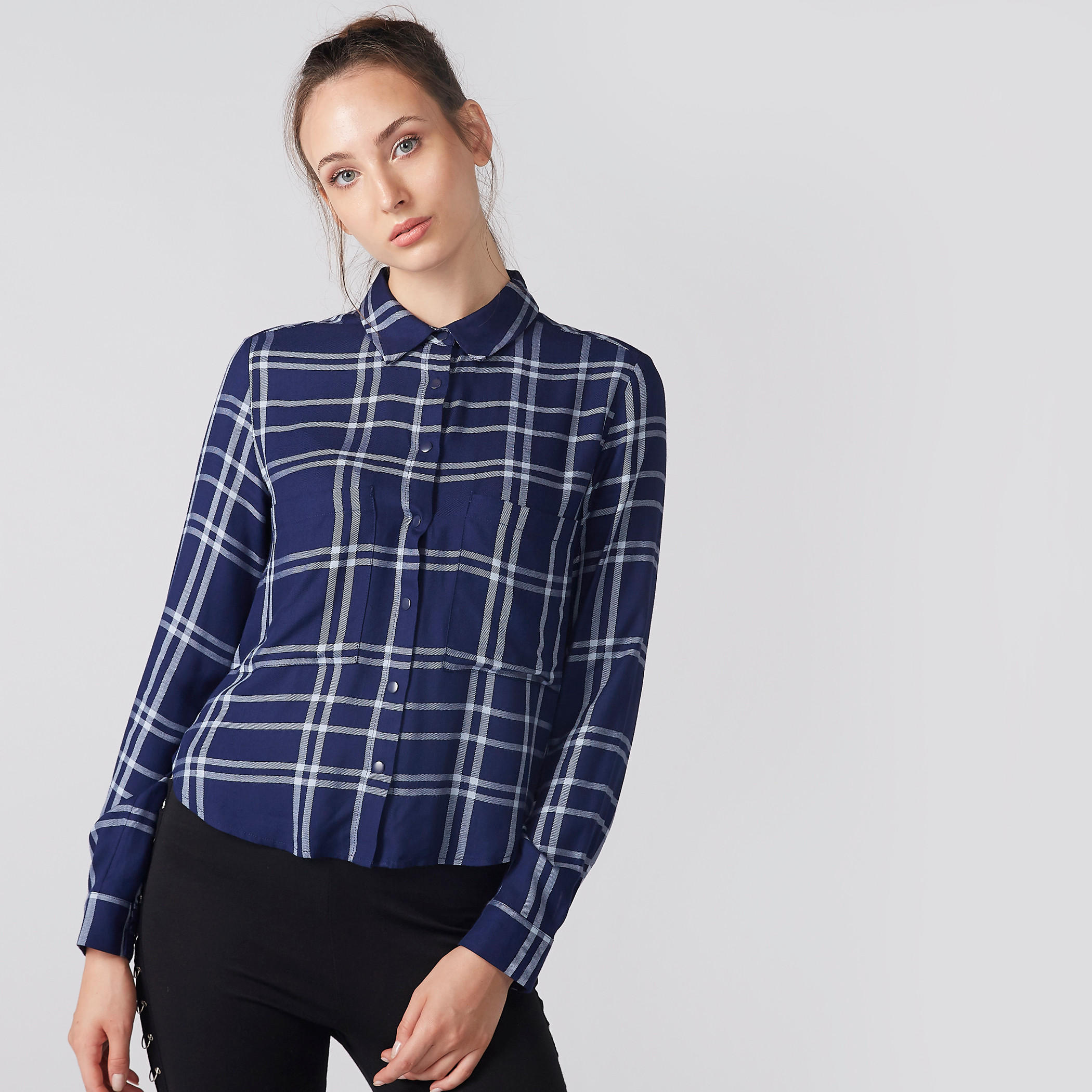 قميص كاروهات أكمام طويلة وأزرار-women-clothing-shirtsandblouses-shirts-image-1