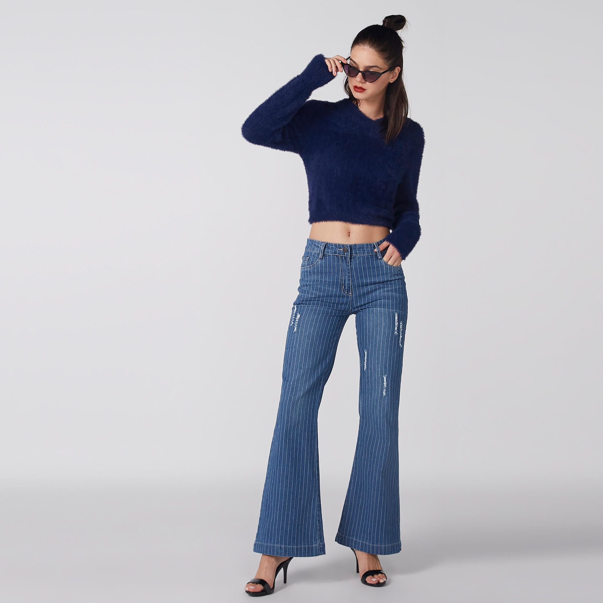 كنزة بارزة الملمس بياقة V وأكمام طويلة-women-clothing-cardigansandjumpers-jumpers-image-5