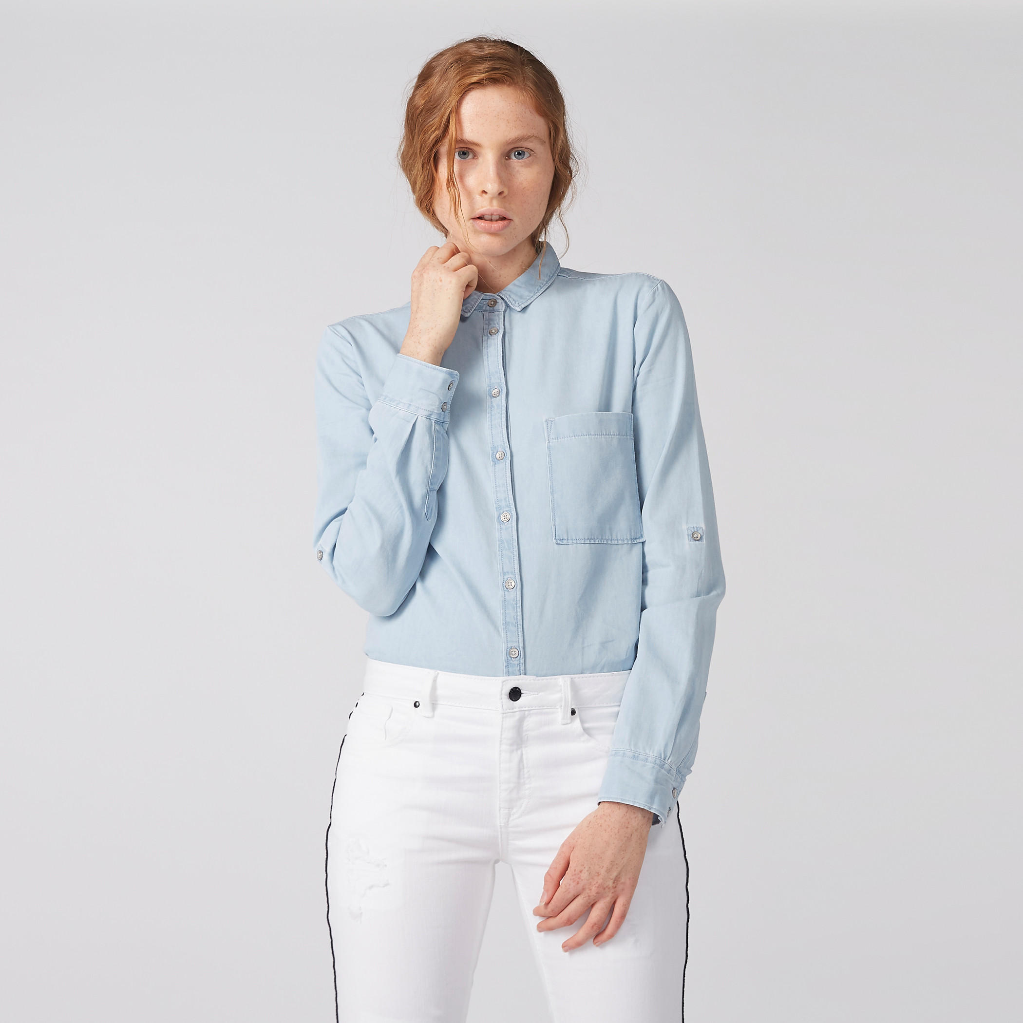 قميص بأكمام طويلة وأزرار وجيوب-women-clothing-shirtsandblouses-shirts-image-1