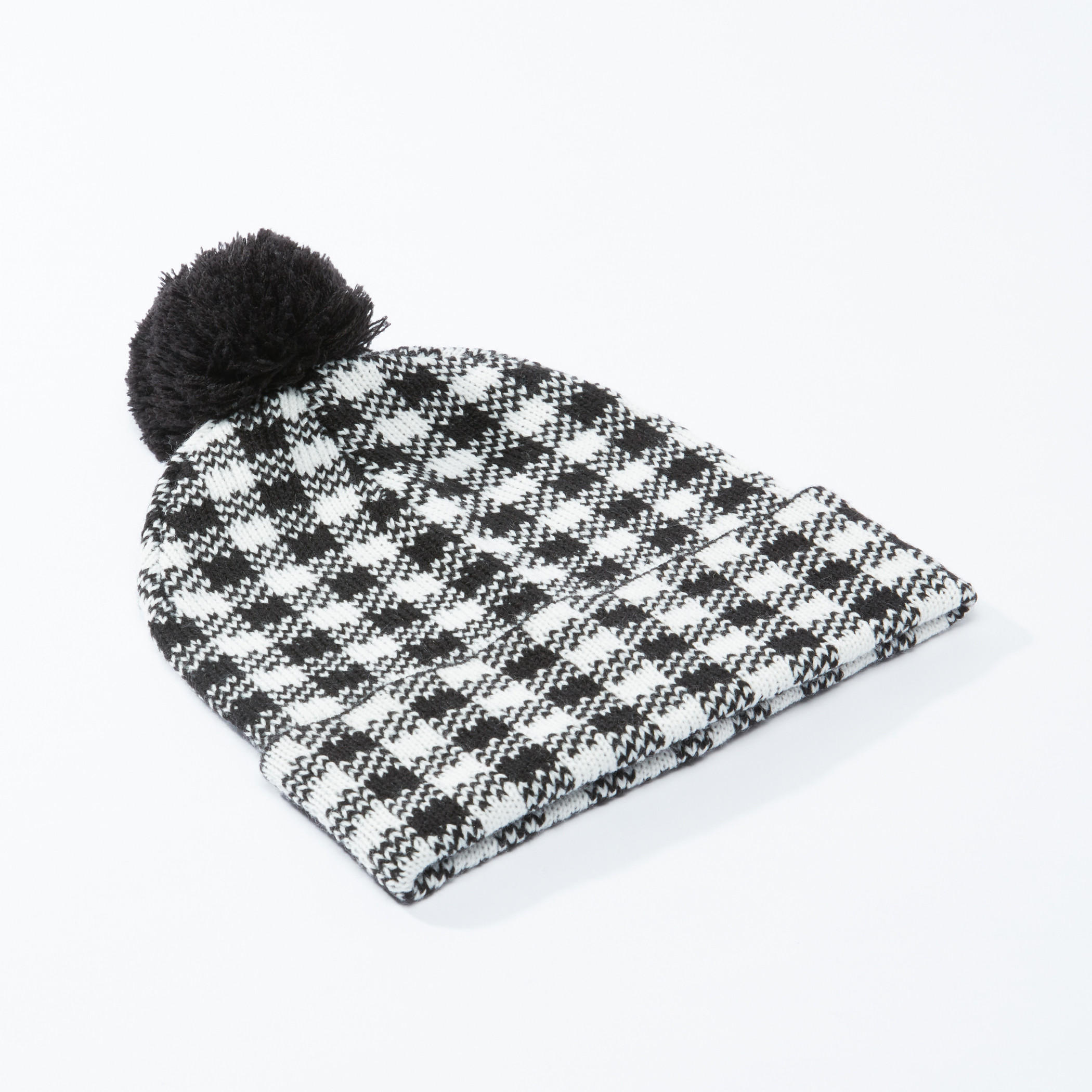 قبعة بيني كاروهات مزينة بكرات بوم بوم من لي كوبر-women-clothingaccessories-capsandhats-image-1