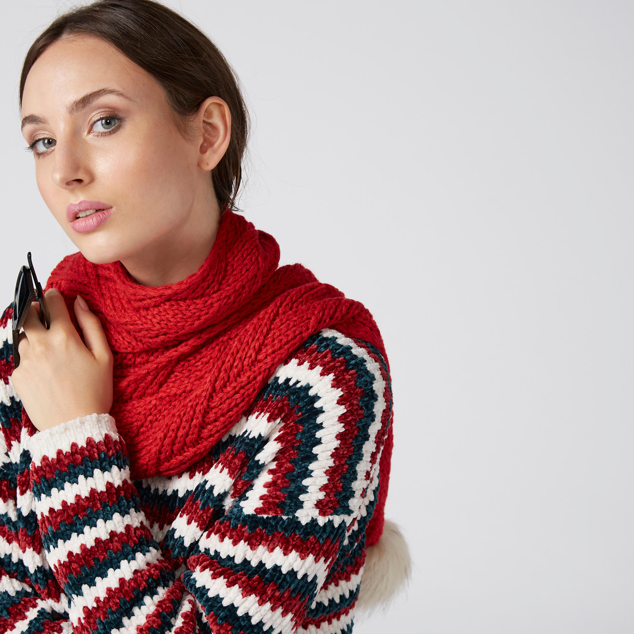 Lee Cooper Textured Muffler with Pom-Pom Detail-women-clothingaccessories-scarves-image-2