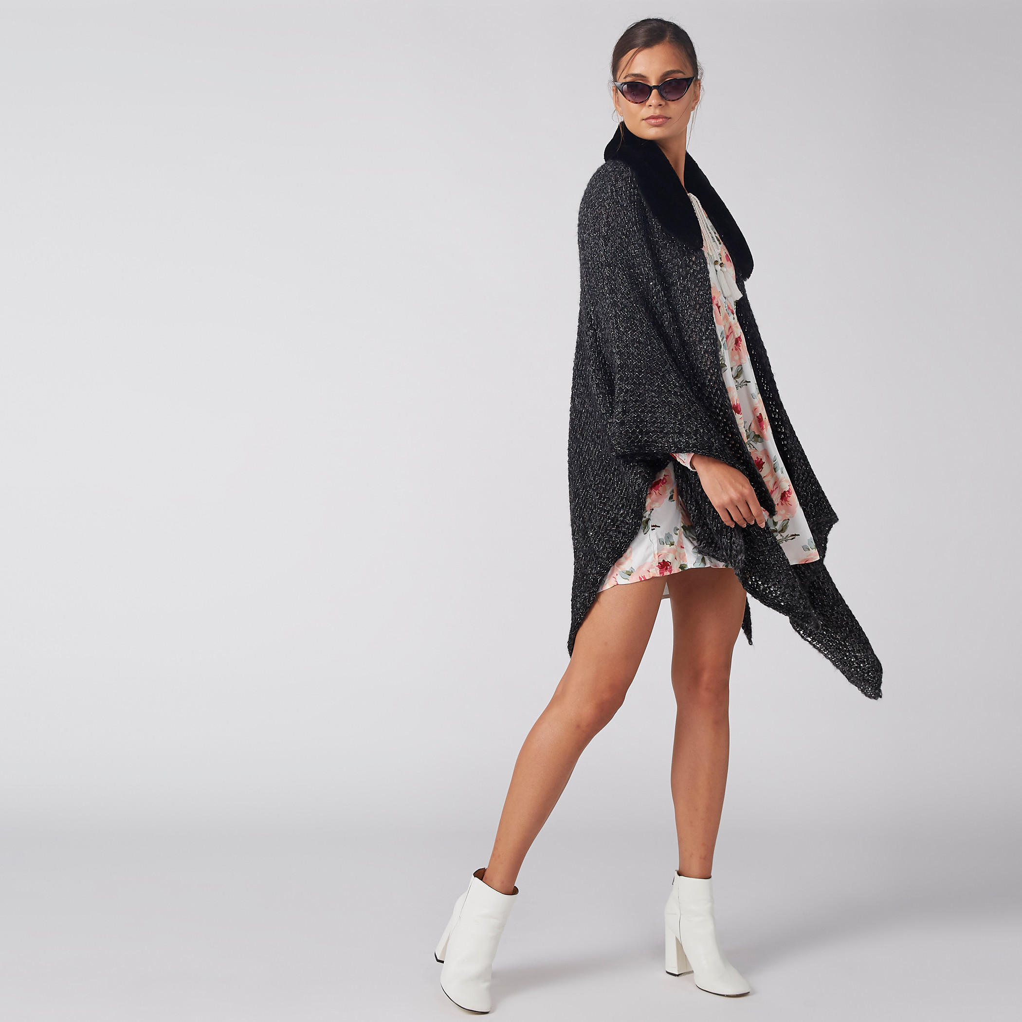 سترة فضفاضة بارزة الملمس بتفاصيل قطيفة من لي كوبر-women-winterwear-cardigansandjumpers-cardigans-image-3
