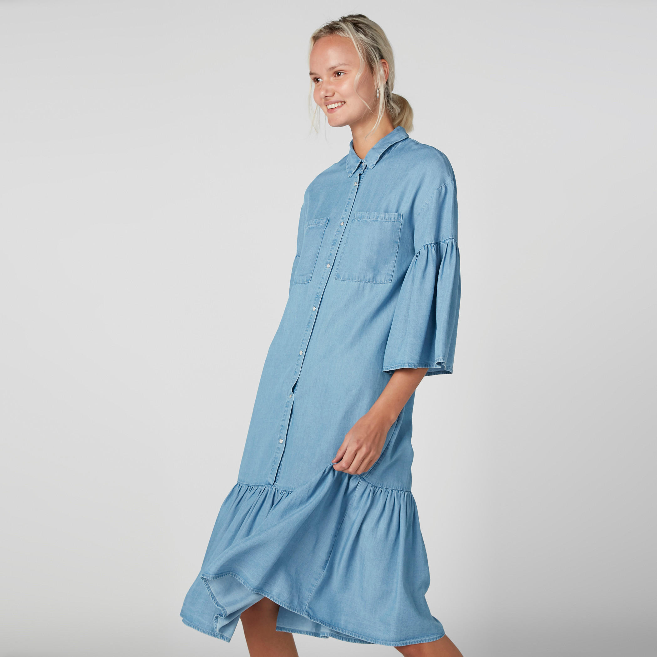 فستان متوسط الطول بتفاصيل كشكش وجيوب-women-clothing-dresses-image-3