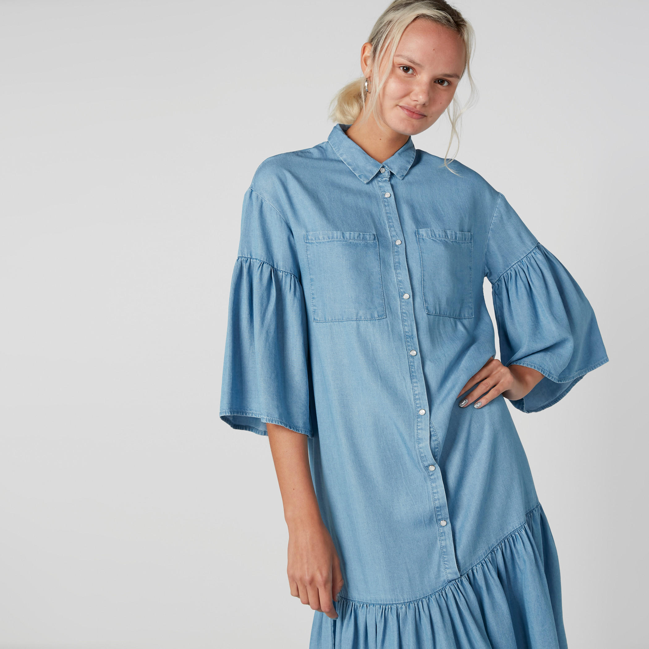 فستان متوسط الطول بتفاصيل كشكش وجيوب-women-clothing-dresses-image-4