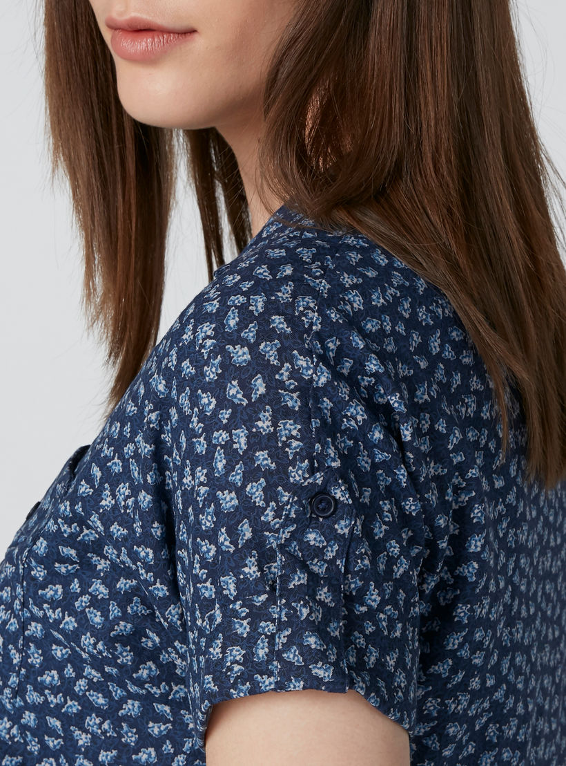 قميص قصير بأكمام متصلة ورباط وطبعات من لي كوبر-women-clothing-shirtsandblouses-shirts-image-4