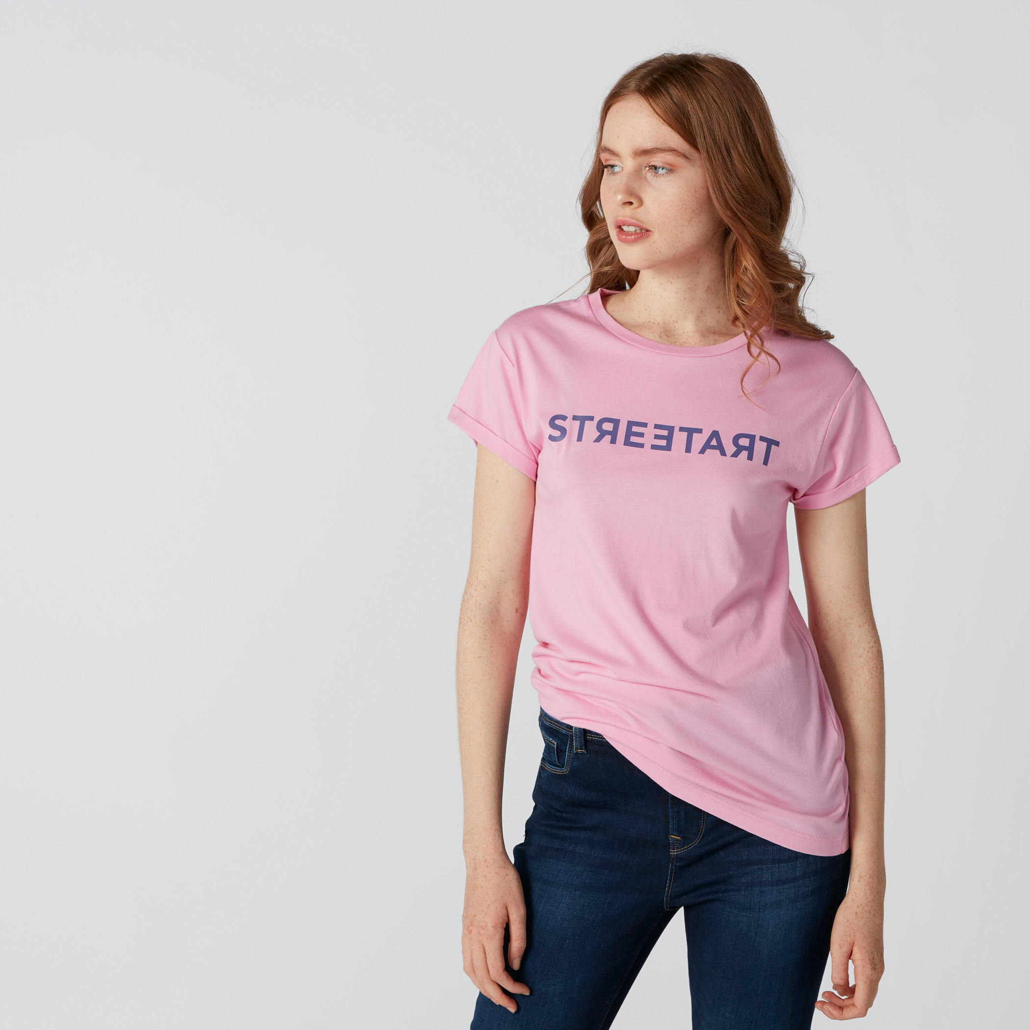 Printed T-Shirt with Round Neck and Cap Sleeves-women-clothing-tshirts-image-1