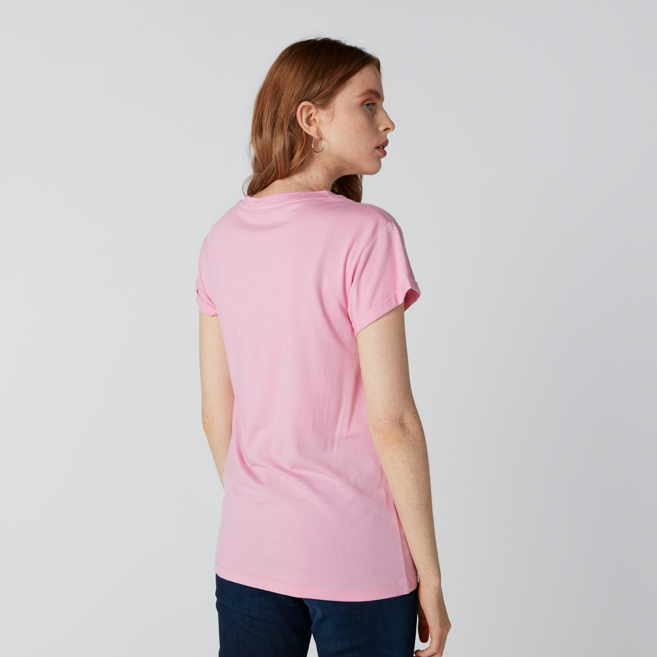 Printed T-Shirt with Round Neck and Cap Sleeves-women-clothing-tshirts-image-2