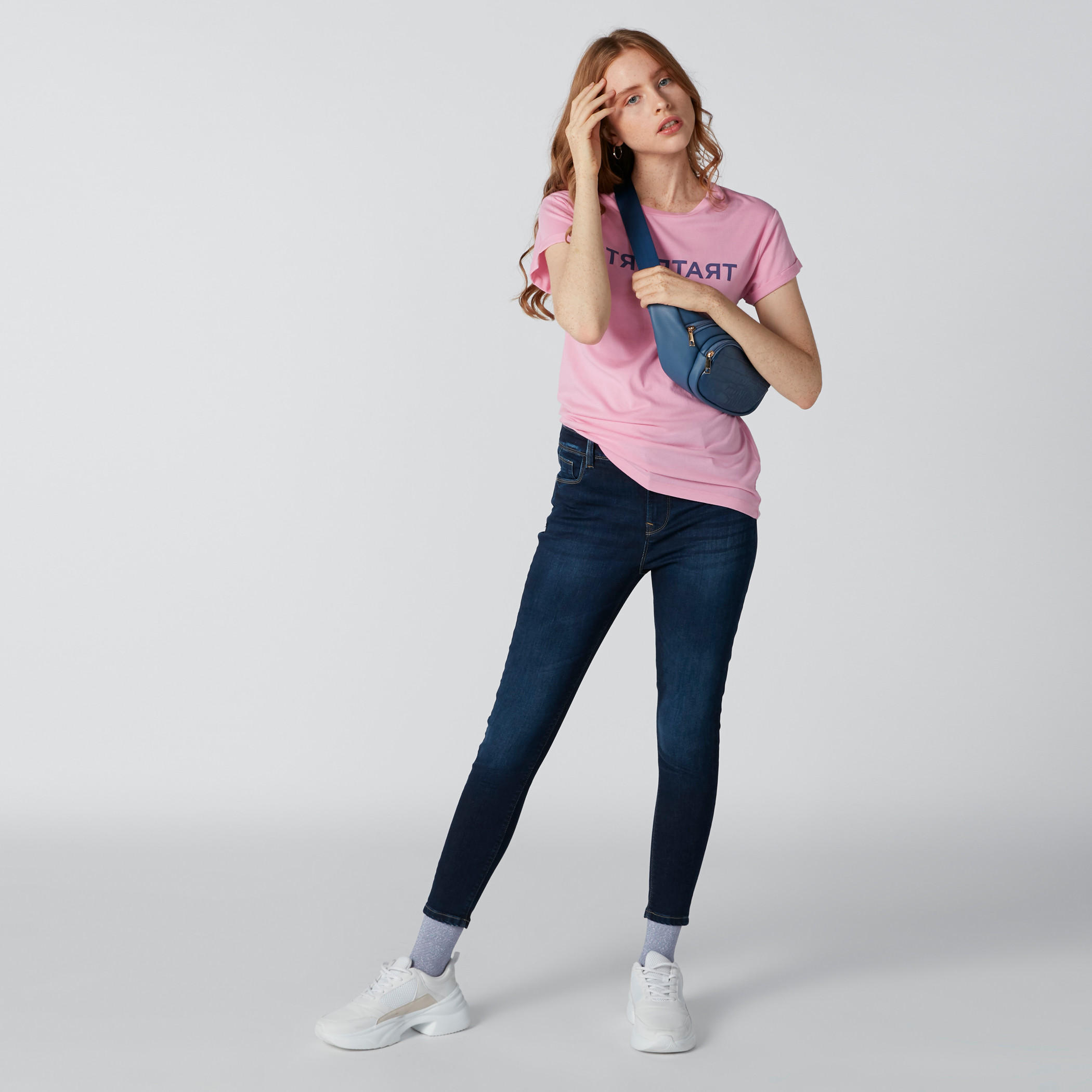 Printed T-Shirt with Round Neck and Cap Sleeves-women-clothing-tshirts-image-4
