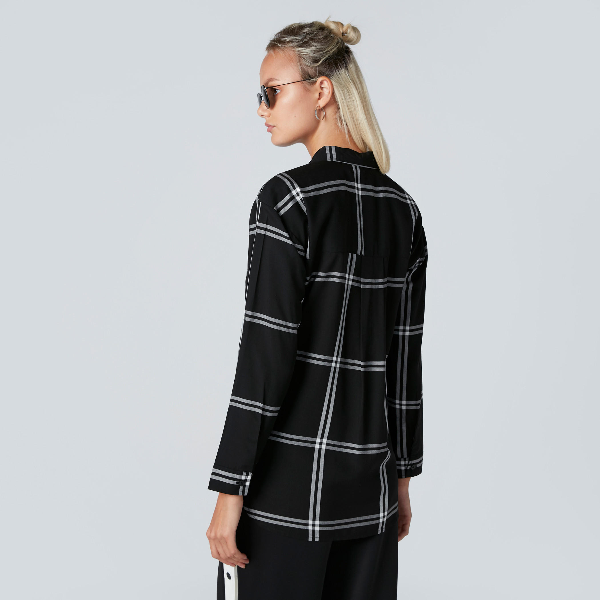 Chequered Shirt with Long Sleeves and Complete Placket-women-clothing-shirtsandblouses-shirts-image-2