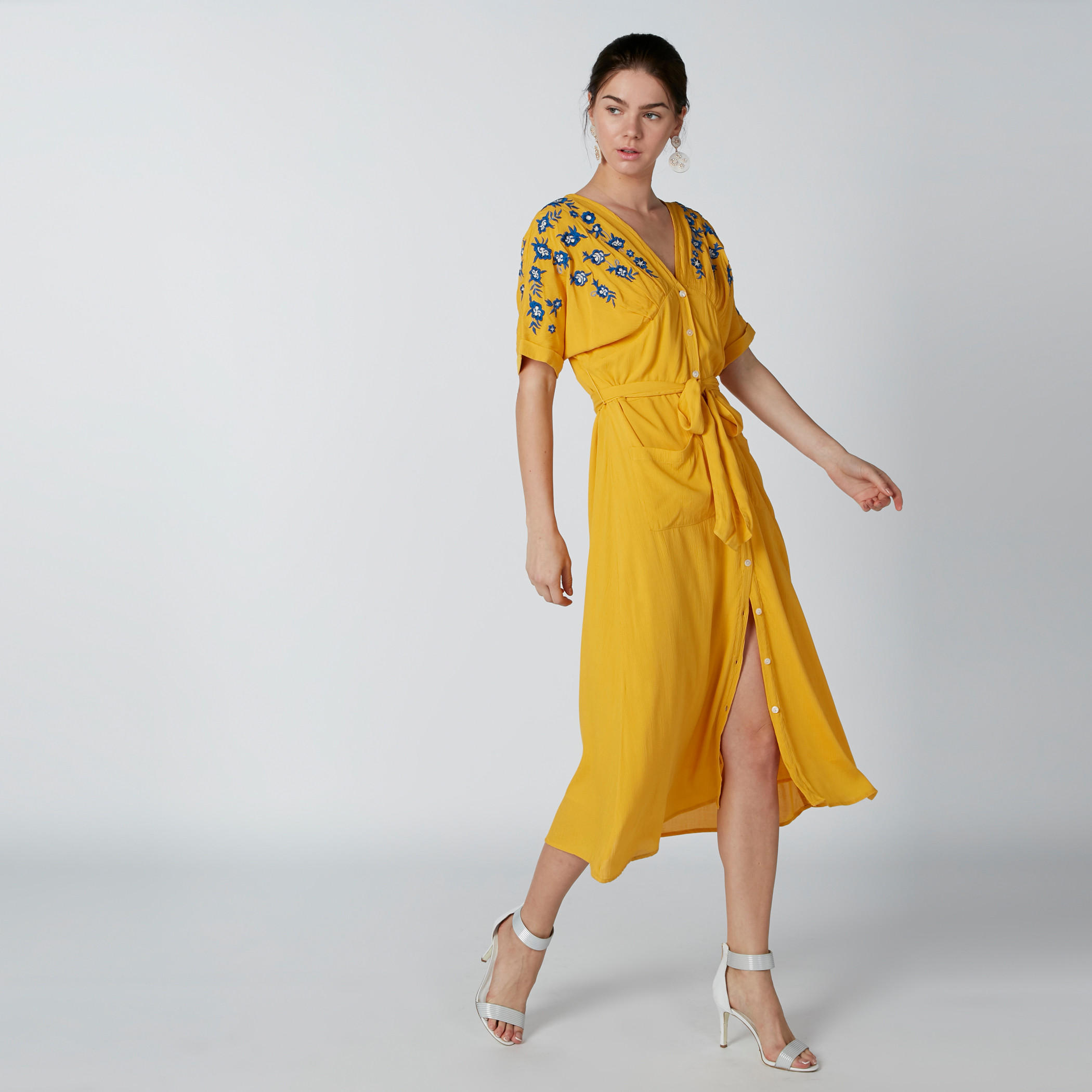 فستان إيه لاين متوسط الطول بجيوب وتطريز أزهار-women-clothing-dresses-image-1