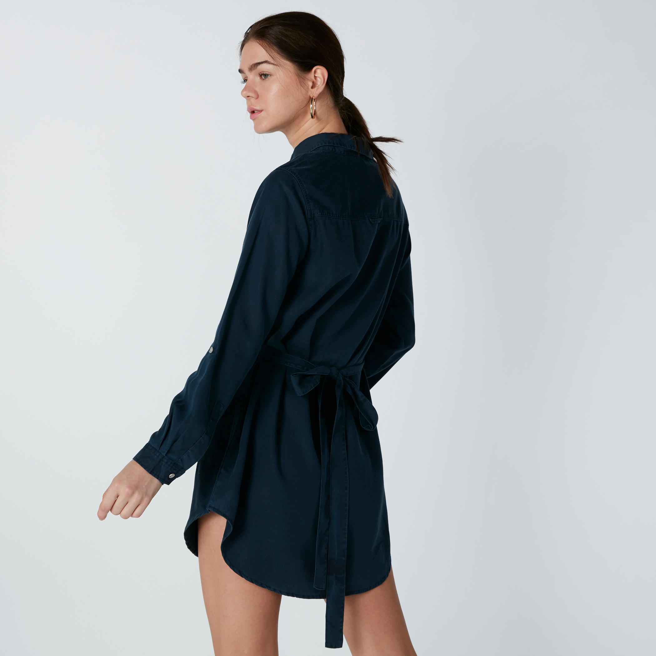 فستان قميص بأكمام طويلة وجيب-women-clothing-dresses-image-2